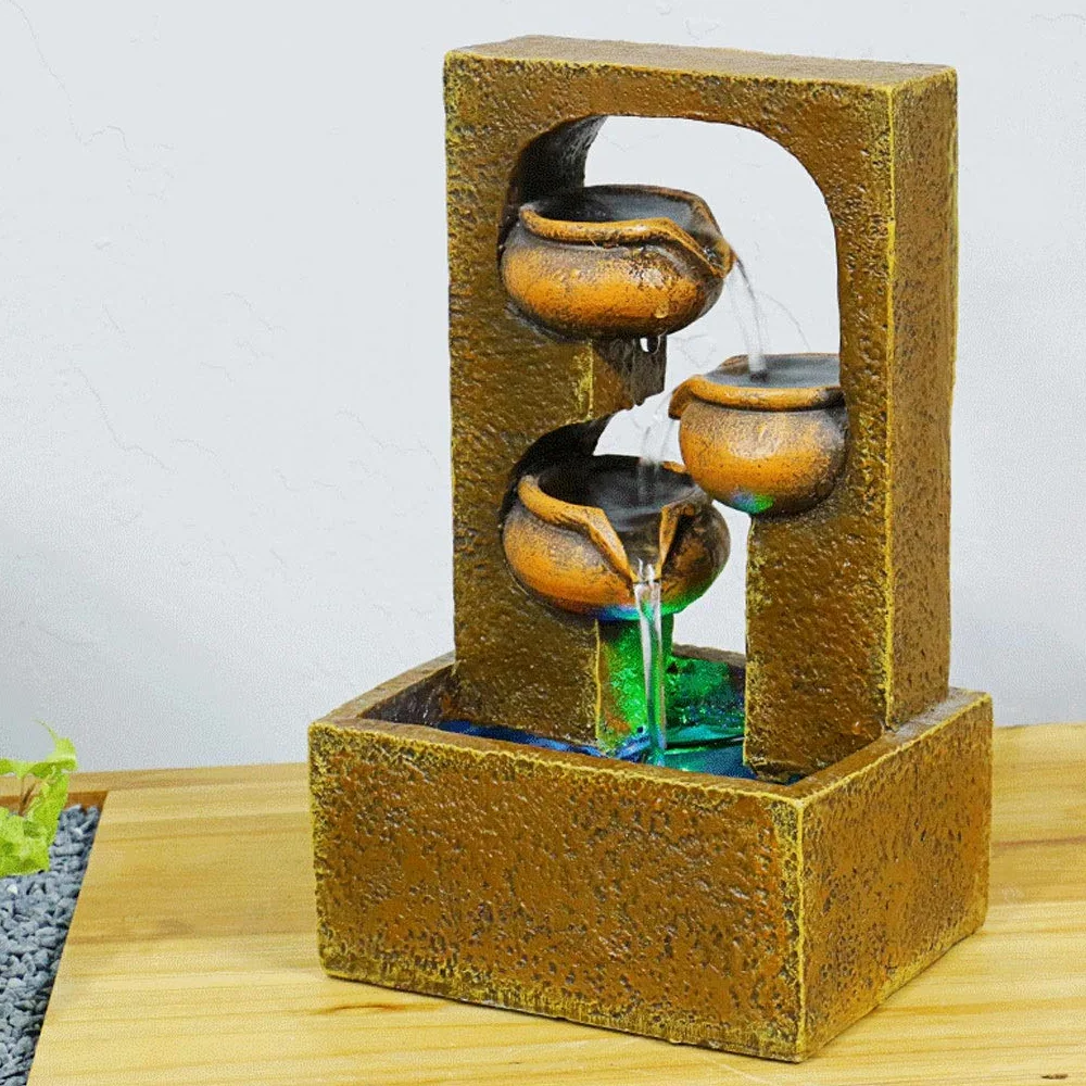 Fontana da interno rilassante Indoor e Outdoor decorativo Fontana Relax Desktop e fontana da tavolo con pompa ad acqua for la casa Ufficio giardino terrazza, 9.8" Altezza Cascata Tavolo Decorazione