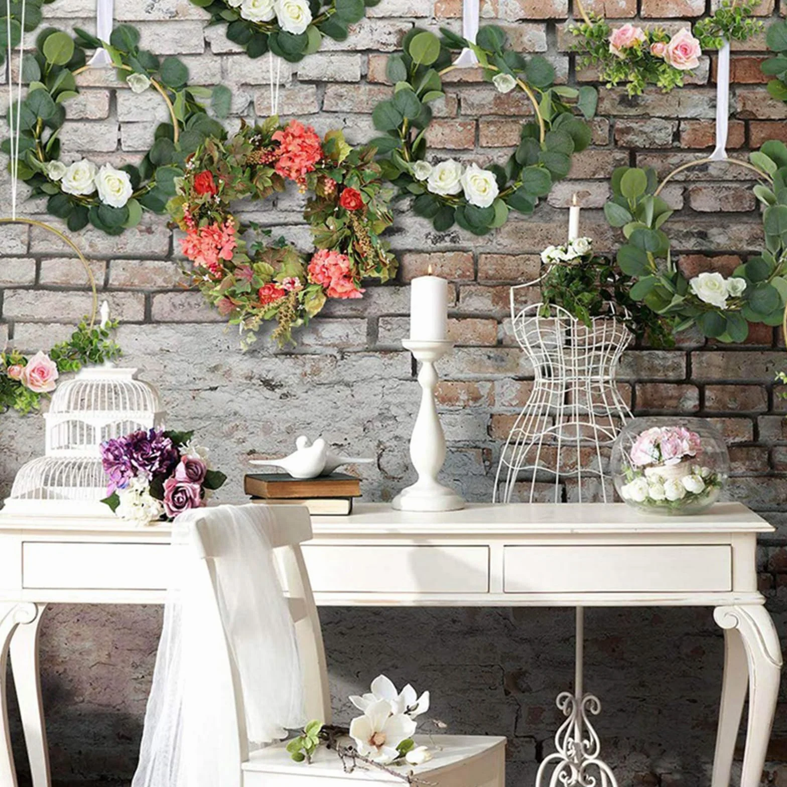 Cerchi in Legno Bambù 10 cm Acchiappasogni, Anelli per Matrimonio, Decorazione Ghirlanda Fai da Te