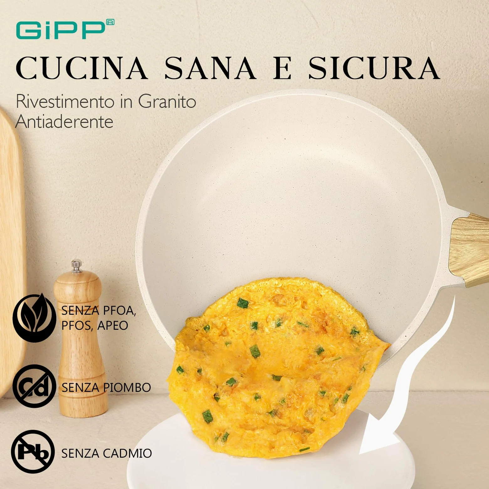 GiPP Set di Pentole e Padelle con Rivestimento Antiaderente - 21 Pezzi Induzione Set di Pentole Con Spatola Cucchiaio, Atossico, Adatto a Diversi Tipi di Fornelli