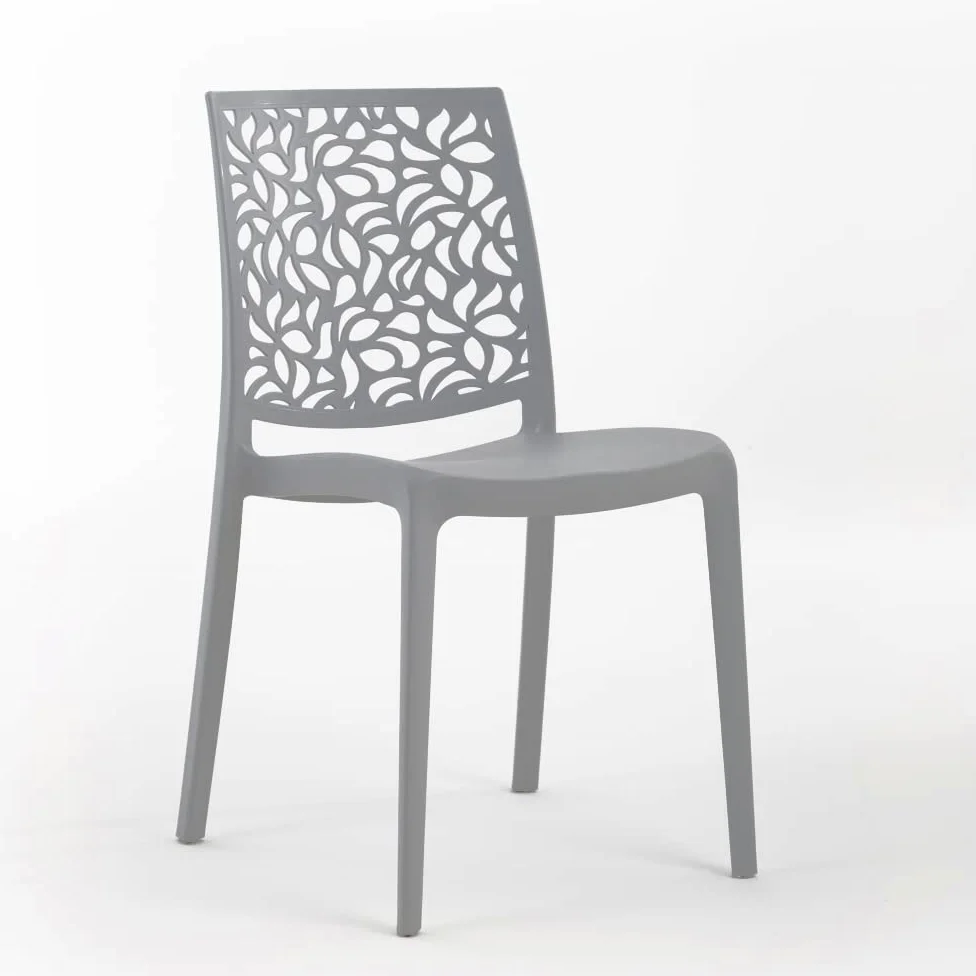 Sedie in polipropilene con fibra di vetro impilabili per interno, cucina o sala da pranzo, per esterno e giardino, sedie da bar e ristorante, design moderno - Anna (6 Sedie, Grigio scuro)