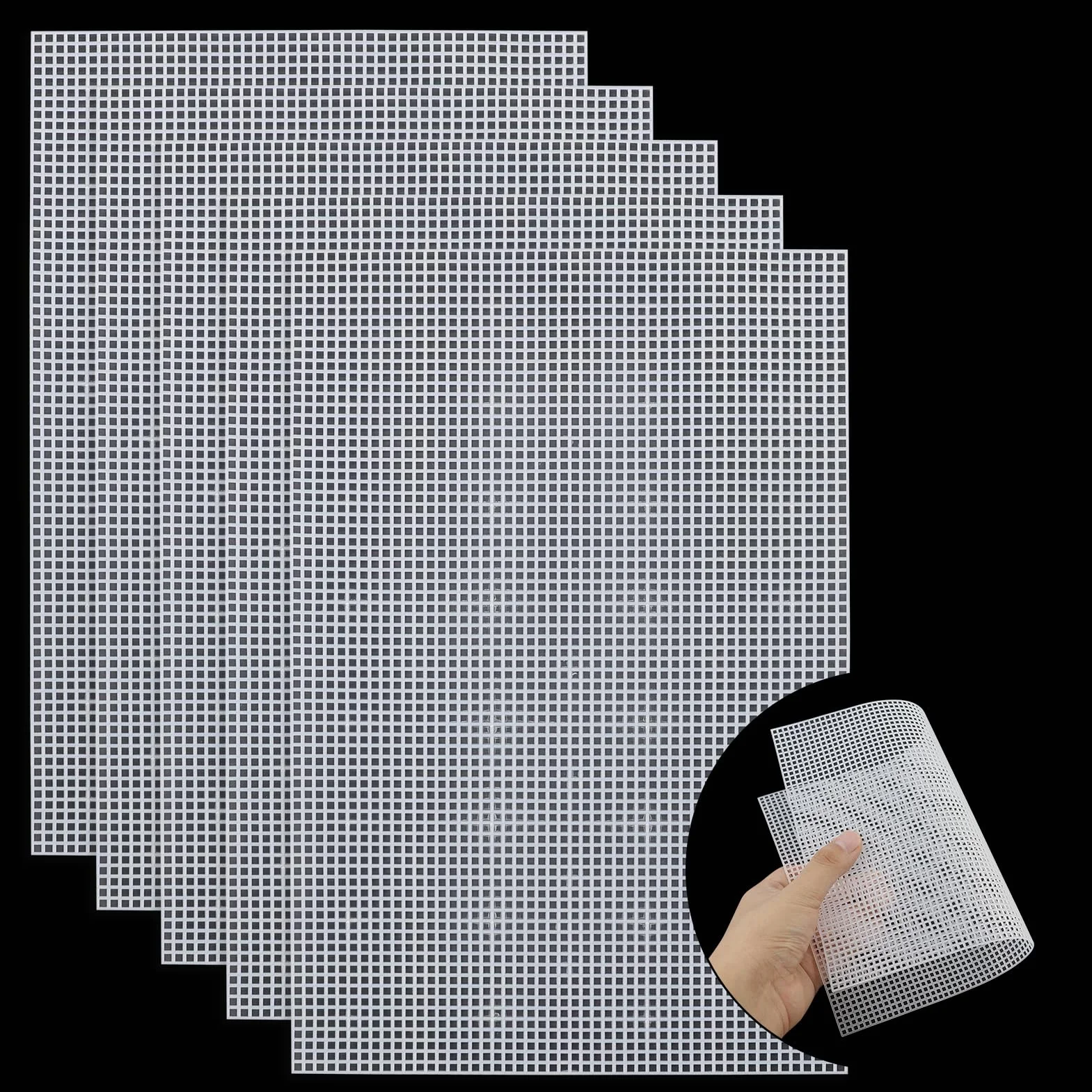 EUGENEKELLY 5 Pezzi fogli di tela a punto croce, rete canvas per borse, rete per borse uncinetto, 30 x 20 cm, bianco, per artigianato, fai da te, punto croce, ricamo
