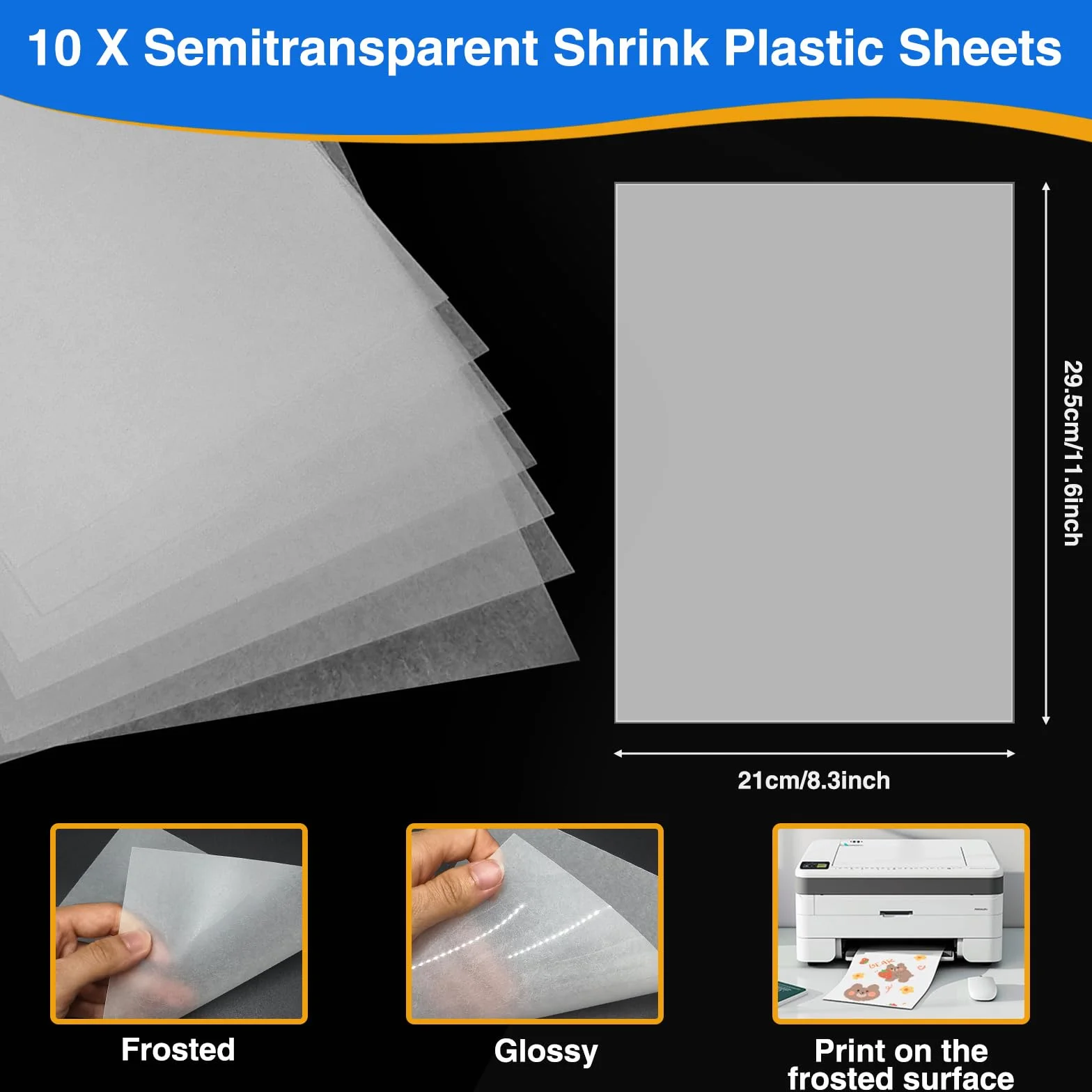 Pezzi Fogli in Plastica Termoretraibile Stampabile A4 Magica Shrink Plastic Kit per Fai-da-Te Artigianato