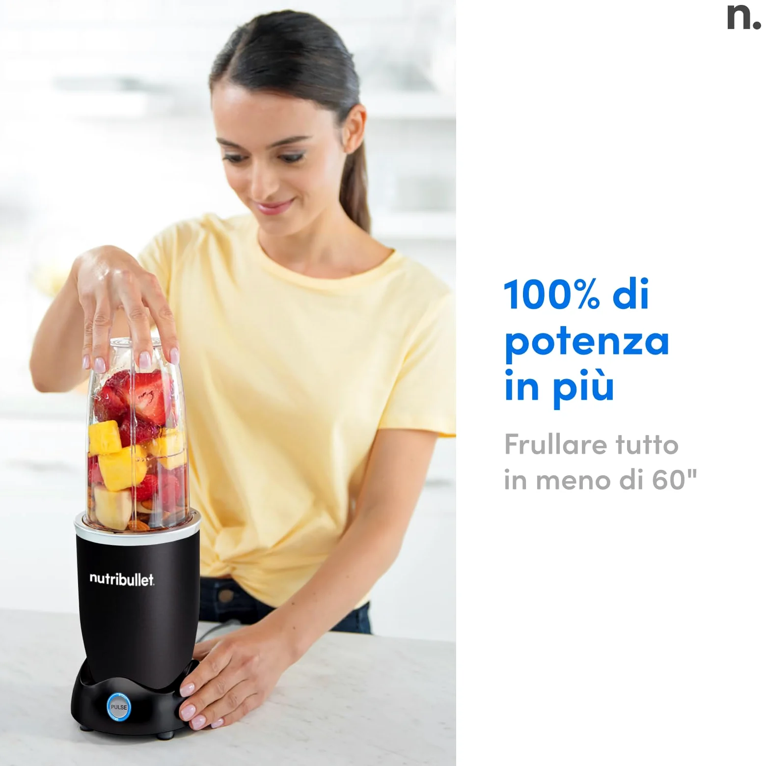 Nutribullet Pro 1200, Frullatore Elettrico, Tritatutto, Frullatore Smoothie, Frullatore Tritatutto Multifunzione, 1200w di potenza, bicchieri da 700ml e 900ml, nero, NB120MB