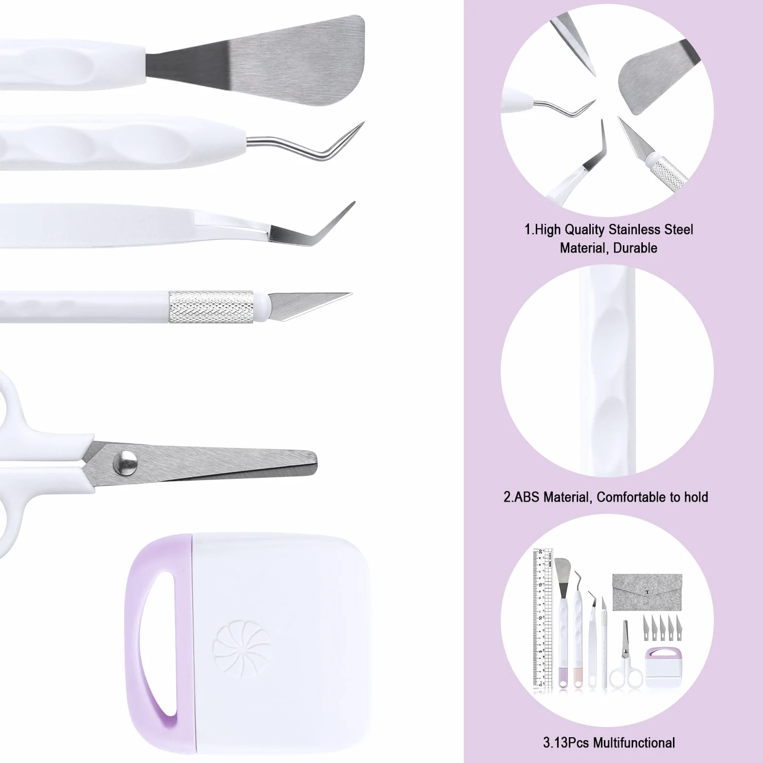 OSDUE Strumenti Set Base, Set di 13 Strumenti per Diserbo in Vinile, Utensili per Scrapbooking, Silhouette, Lettering, Scritte
