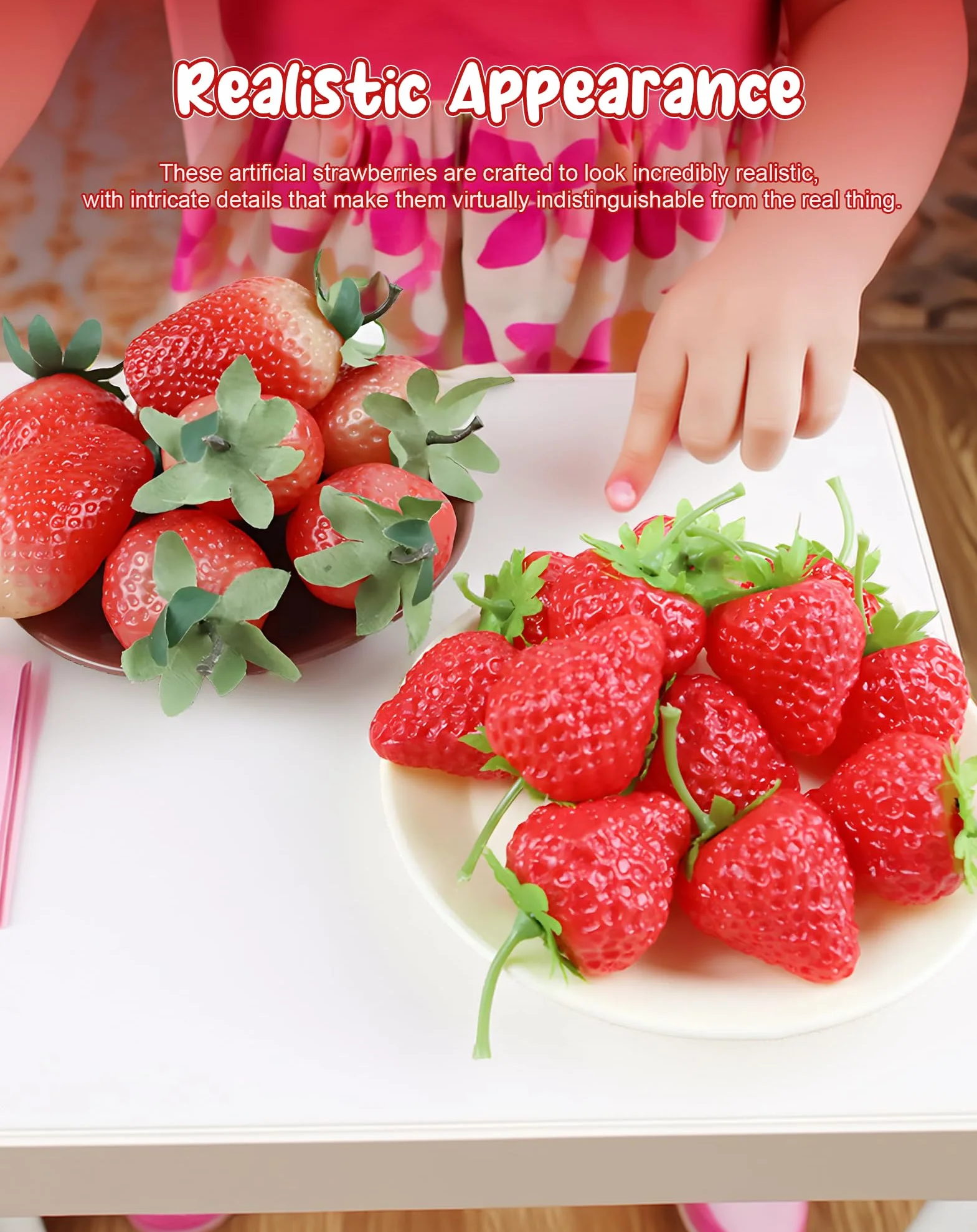 Fragole Finte in Plastica Realistiche Rosse Decorative 30 Pezzi per Casa Cucina Feste Matrimoni Fotografie