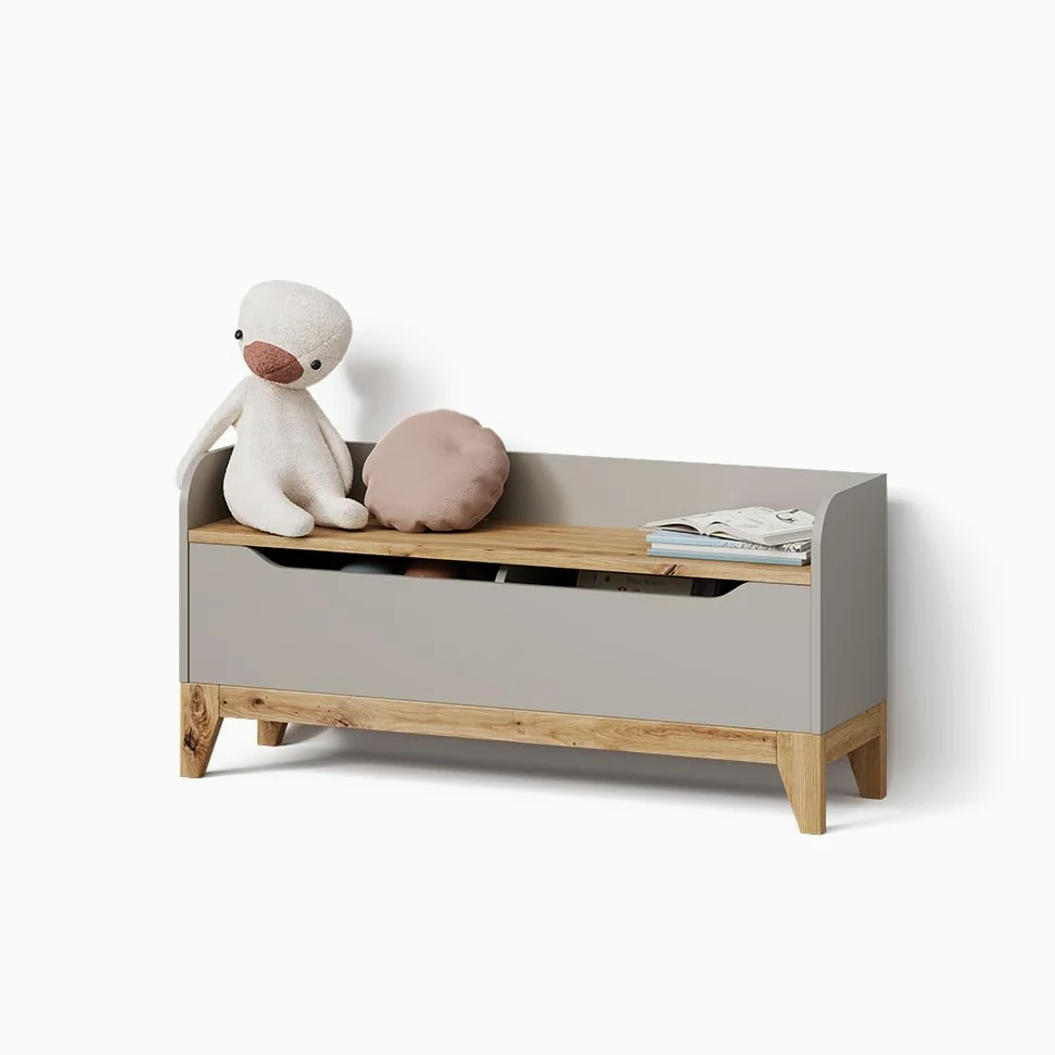 Livinity Cassapanca per giocattoli Malia, Cashmere/Artigianale, 107.2 x 50 cm con sedile a panca