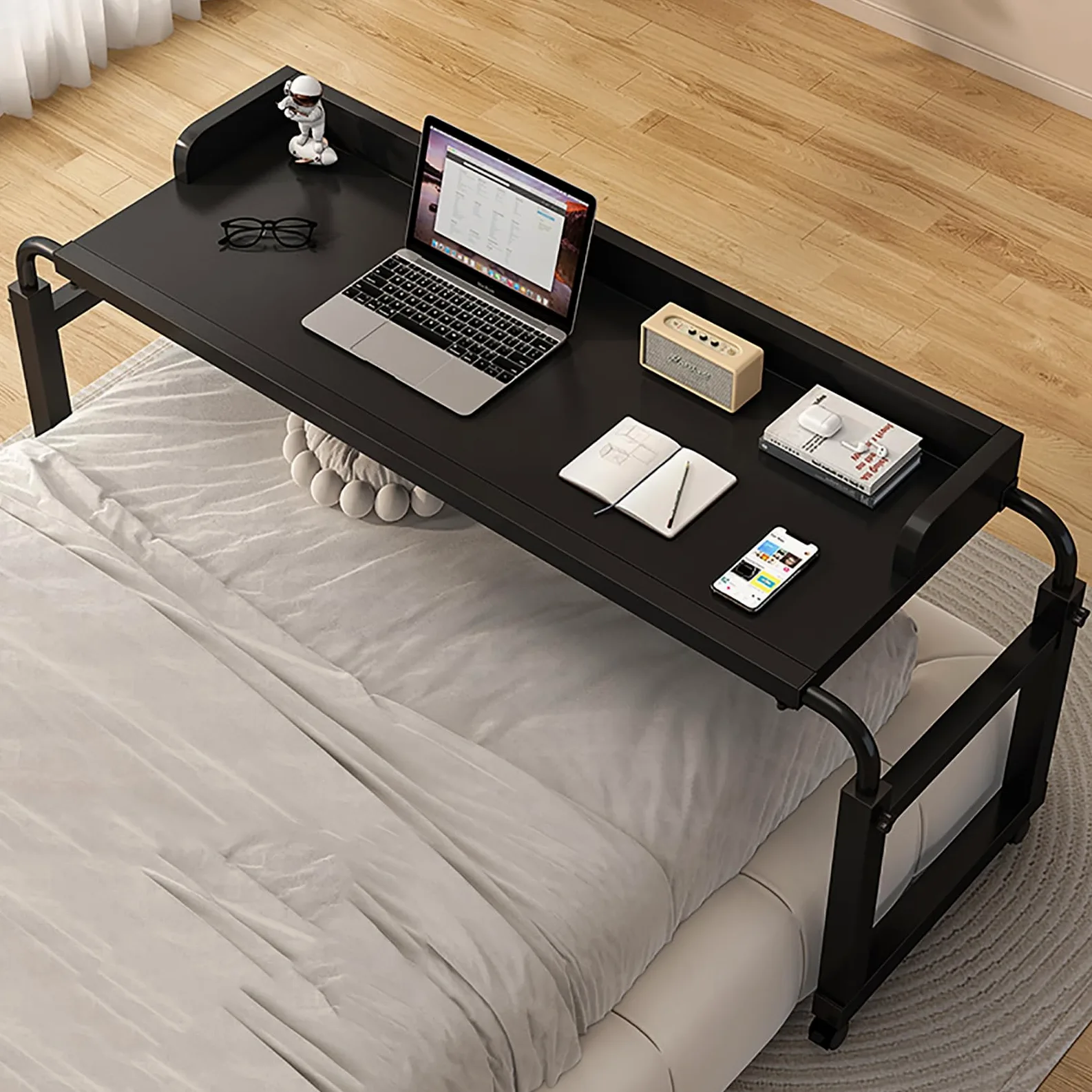 Tavolino sopra il letto con ruote, tavolino sopra il letto con ruote, tavolino sopra il letto con ruote Altezza regolabile Il tavolo mobile regolabile in altezza funziona come carrello