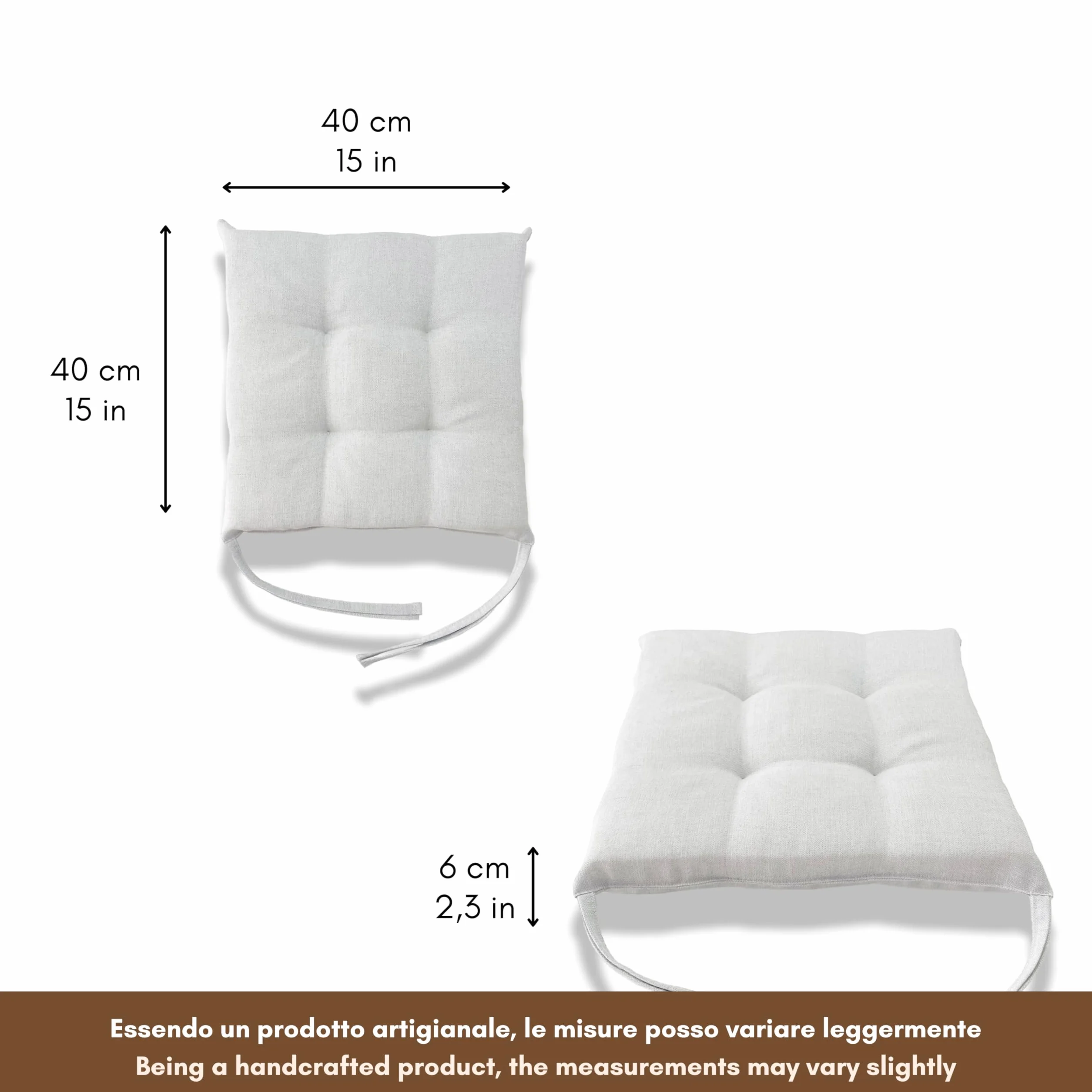 Il Tuo Artigiano Design Set 6 Poduszek do Krzeseł Kuchennych 40x40 cm Spessore 6 cm Imbottiture Spugna Acrilico Naturale