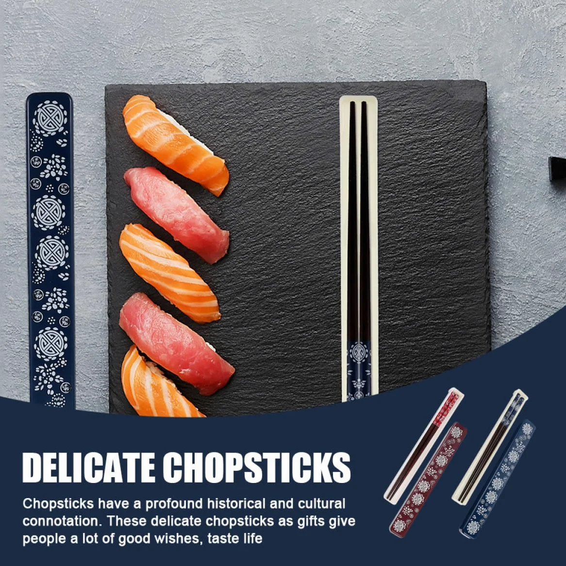 Homoyoyo Set 2 Bacchette in Legno con Custodia Portatile ABS Bacchette Antiscivolo per Sushi per Uso Quotidiano Viaggio e Campeggio
