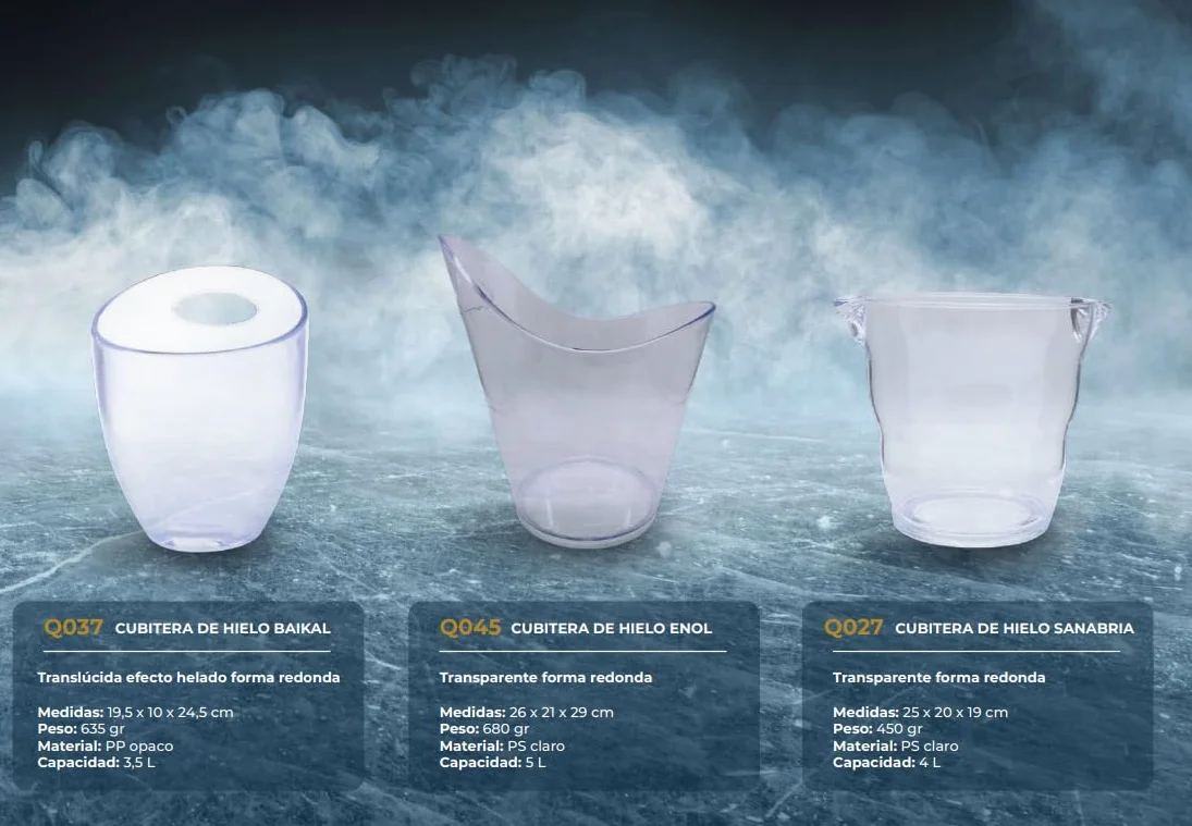 Secchio ghiaccio trasparente | 12L capacità | Manico ergonomico | Anelli salvagoccia integrati | Per vino e bevande | Riutilizzabile e resistente, Trasparente, 40,5 x 29 x 24,5 cm, Plastic