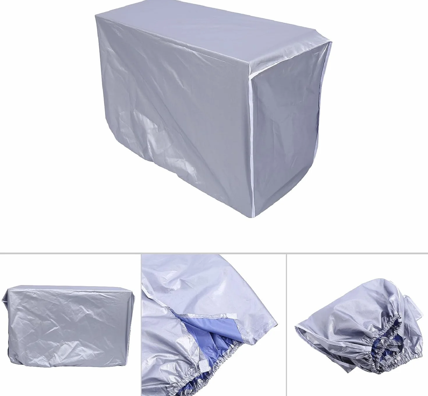 Copricondizionatori Esterni Argento 86x32x56cm Antipolvere Impermeabile Protezione Solare