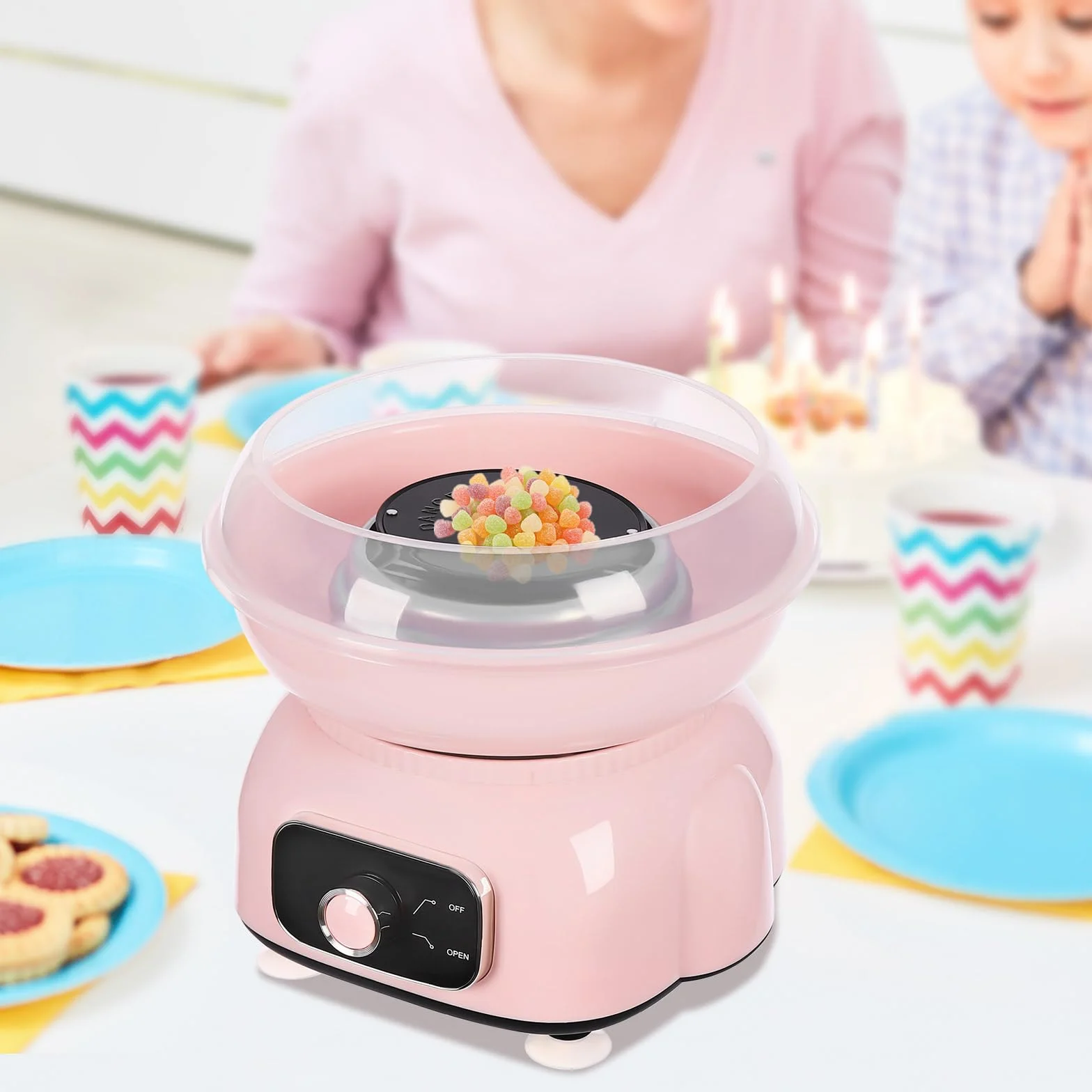 Macchina per la barba da papà per la casa, macchina per la barba di papà, in cotone Candy Maker con 10 bastoncini – Kit completo per fare la barba di papà casa – apparecchio elettrico compleanno