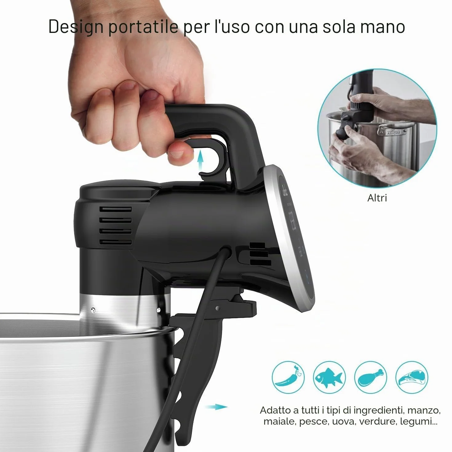 Wancle Sous Vide 850W Cucina a Bassa Temperatura, Nero