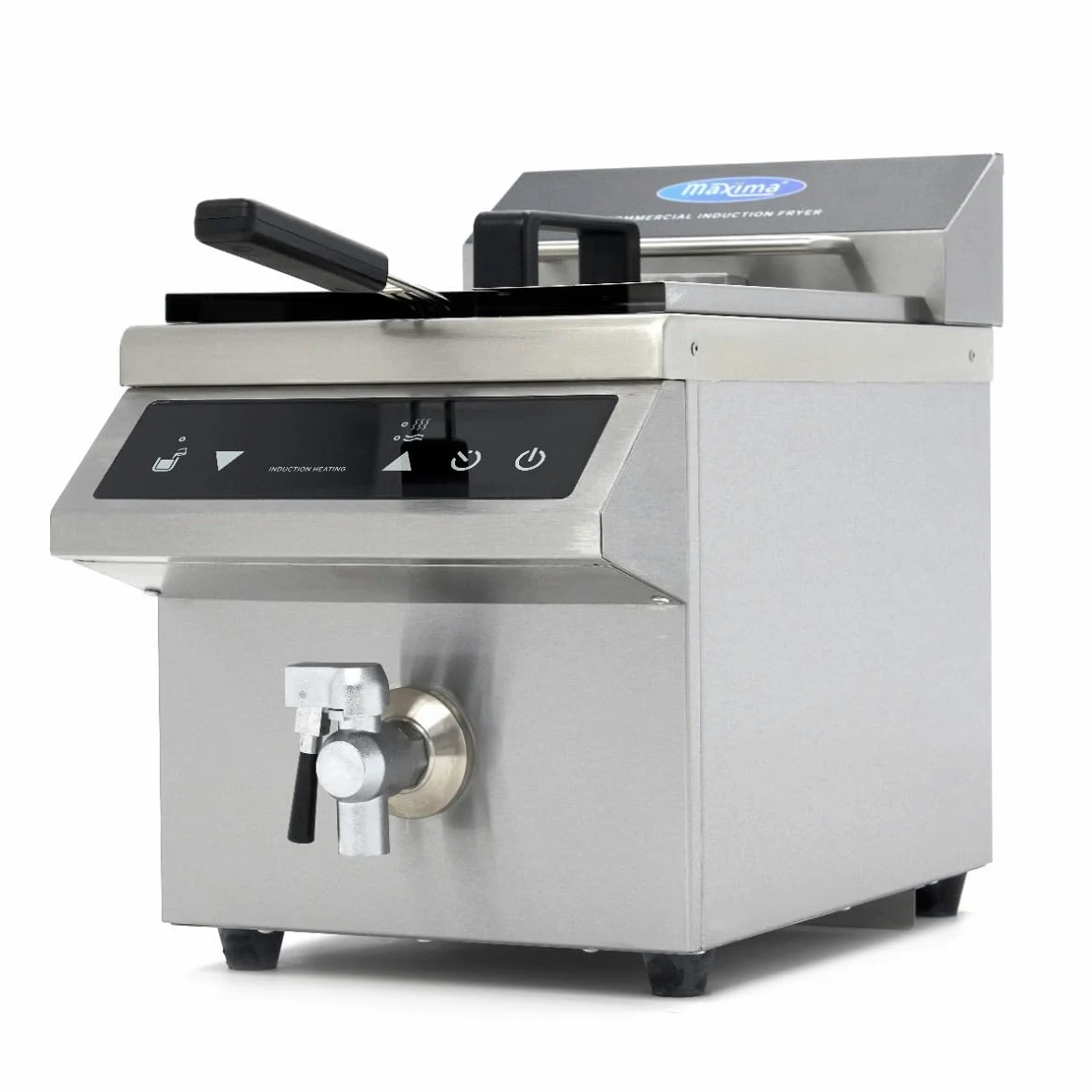 Maxima Friggitrice - 8L - 1 Cestello - Induzione - con Rubinetto di Scarico