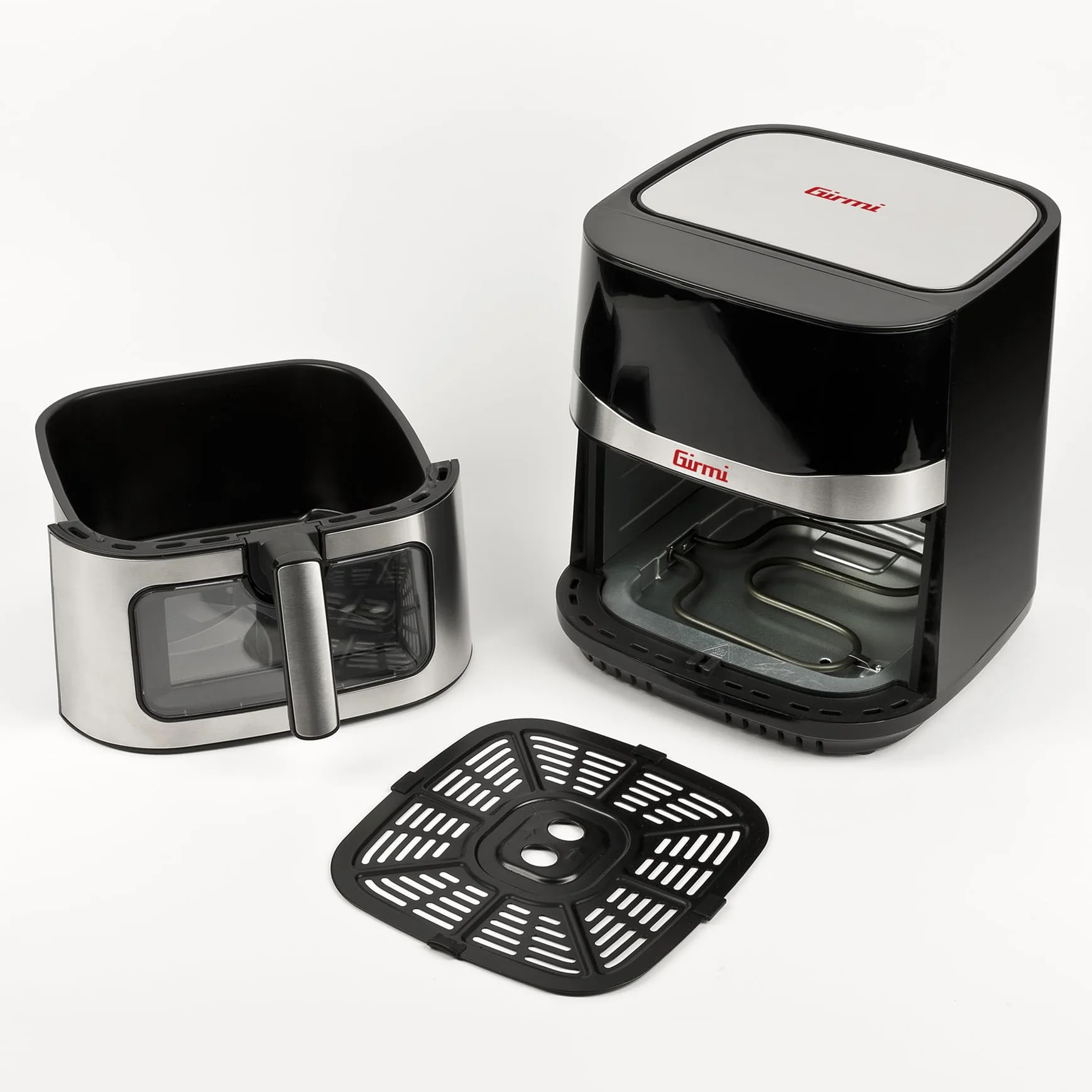 Girmi FG90 Friggitrice ad Aria Ecofrit Premium, 2200W, 9 Lt, Doppia Resistenza, Finestra, Contenitore Antiaderente, Display Digitale, Scongelamento, Partenza Ritardata, BPA/PFOA safe, Nero