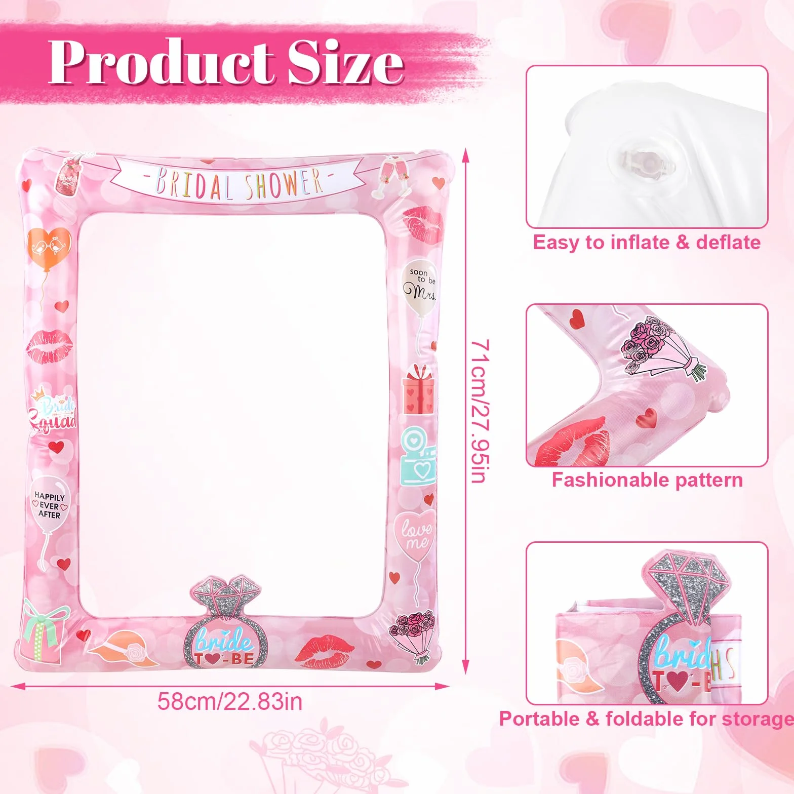 Accessori per fotobox JGA per donne, 24 accessori per fotobox per matrimonio, JGA cornice per foto gonfiabile e accessori per foto per gioco fotografico al matrimonio