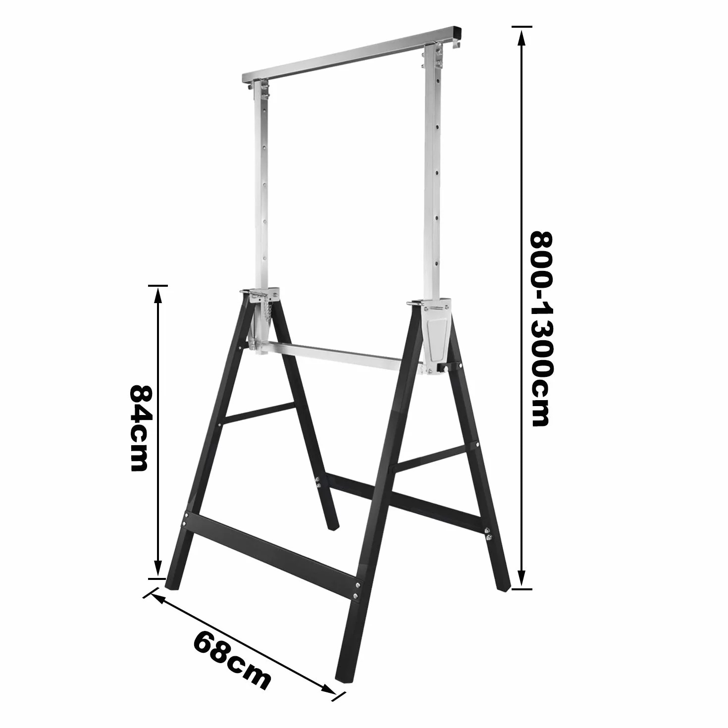 Cavalletto pieghevole metallo 200 kg 7 posizioni altezza regolabile 80-130 cm