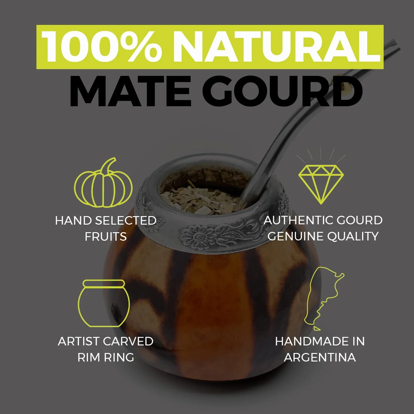 BALIBETOV Mate Argentino Autentico Set Tazza Mate Originale Bombilla Yerba Mate Naturel 02