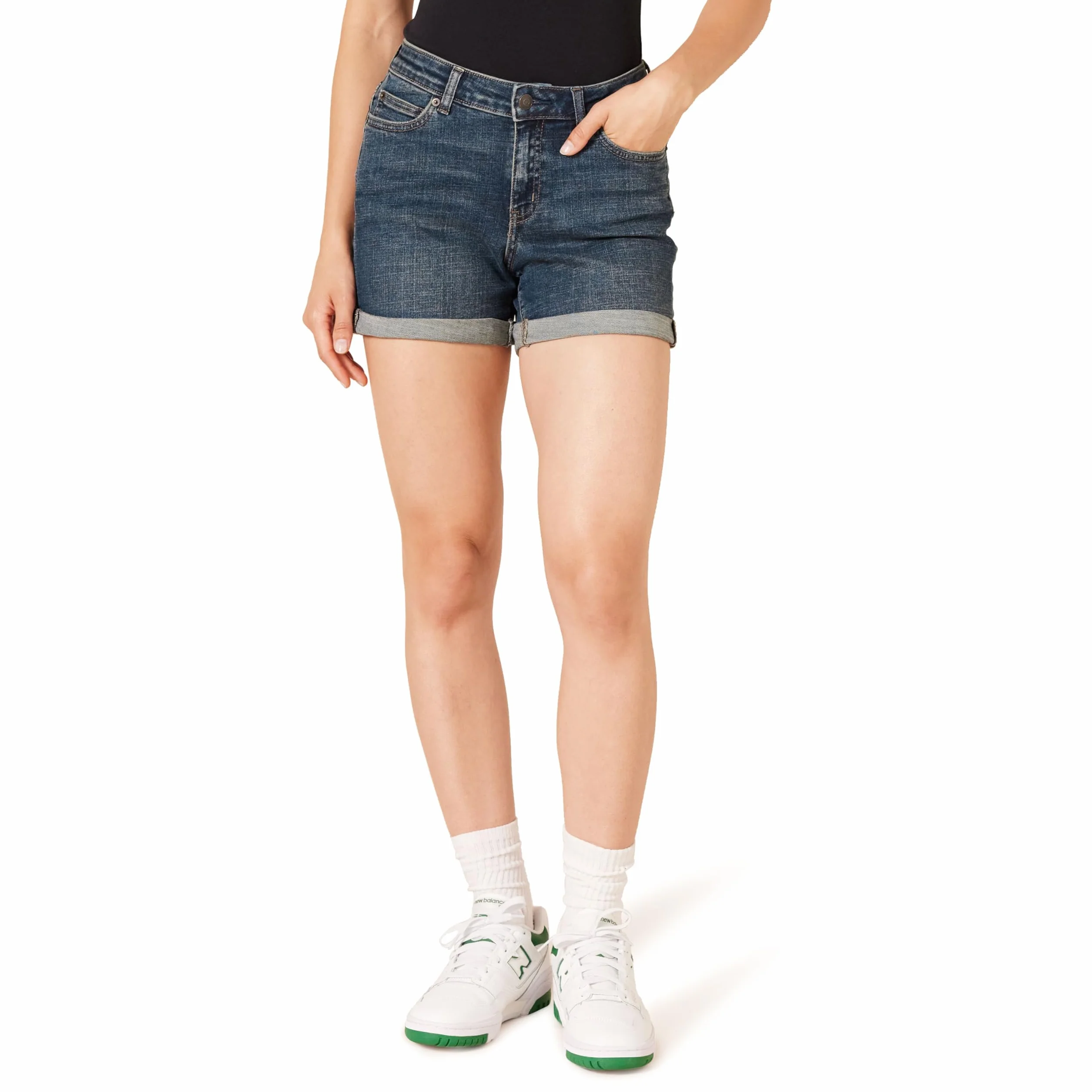Amazon Essentials Donna Pantaloncini a Vita Media, Vestibilità Aderente e Interno Gamba 10,2cm