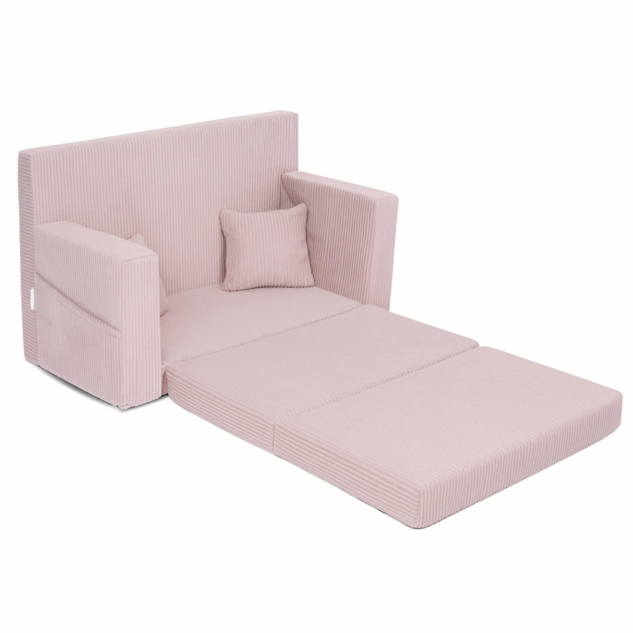 Flumi Personalizzato Divanetto Bambini con Funzione Sleep - 3 in 1 | Divani Piccoli | Divano Bambini | Colore: (velluto a coste Rosa)