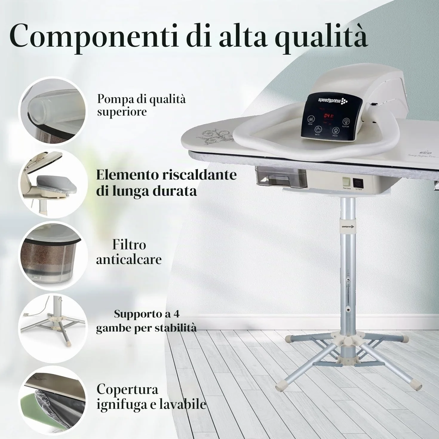 Speedypress Pressa da Stiro a Vapore Professionale 101HD con Supporto, 101cm