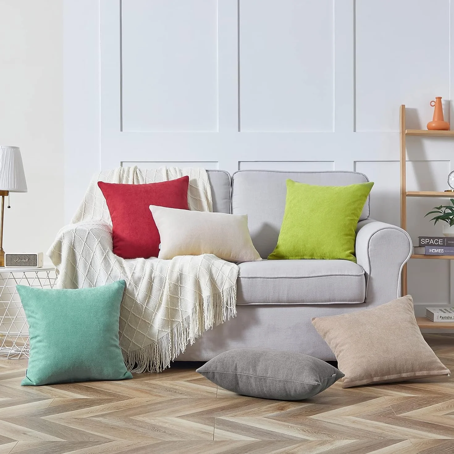 Topfinel Federe Cuscini Comode in Ciniglia per Divano, Copricuscini Decorativi Letto Arredo casa, Fodere cuscino Tinta unita per Soggiorno Camera Balcone Esterno, 2 Pezzi, 60x60 cm Grigio