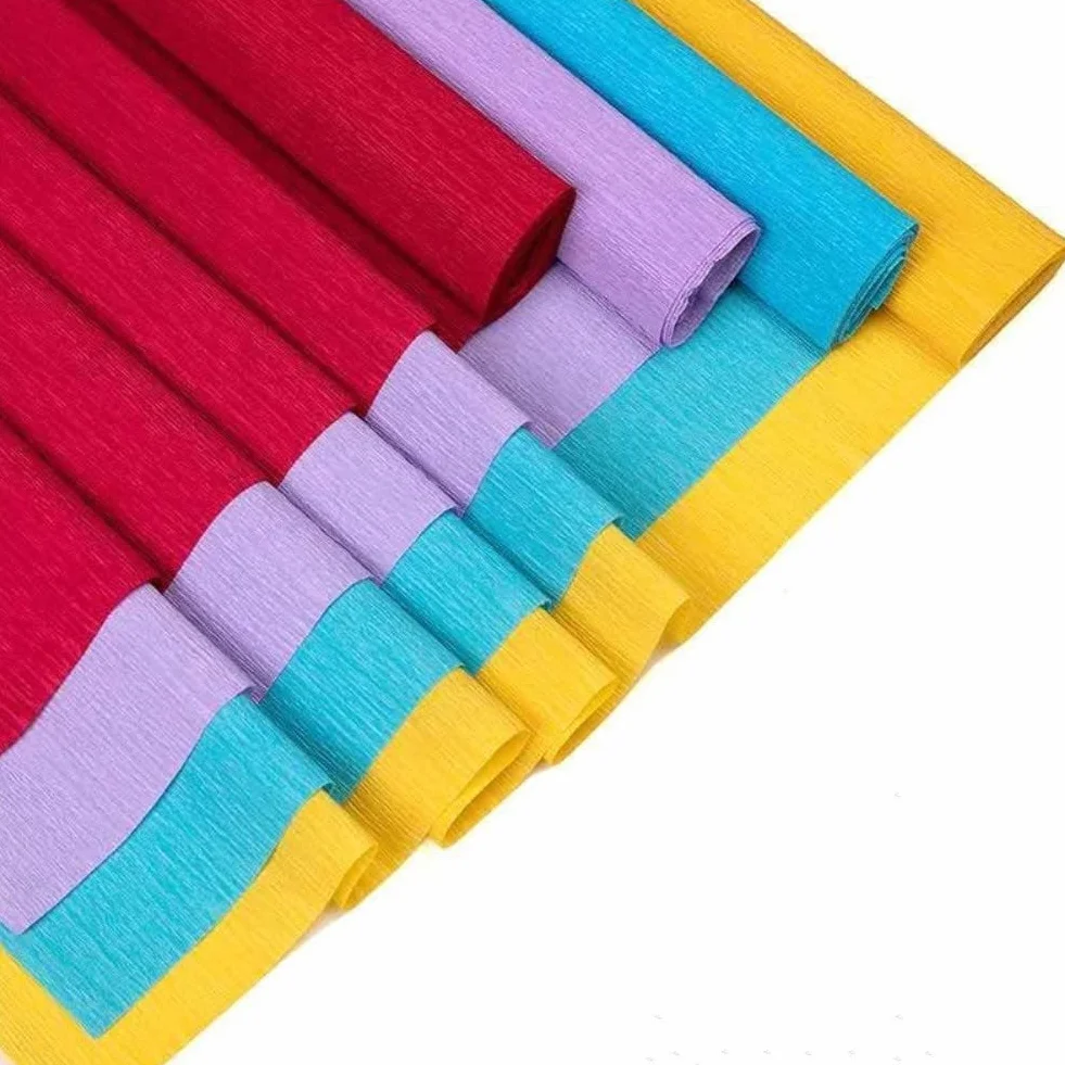 Carta Crespa di Alta Qualità 70g 25,4cm x 2,4m Chartreuse Bianco Verde Rosa per Fiori