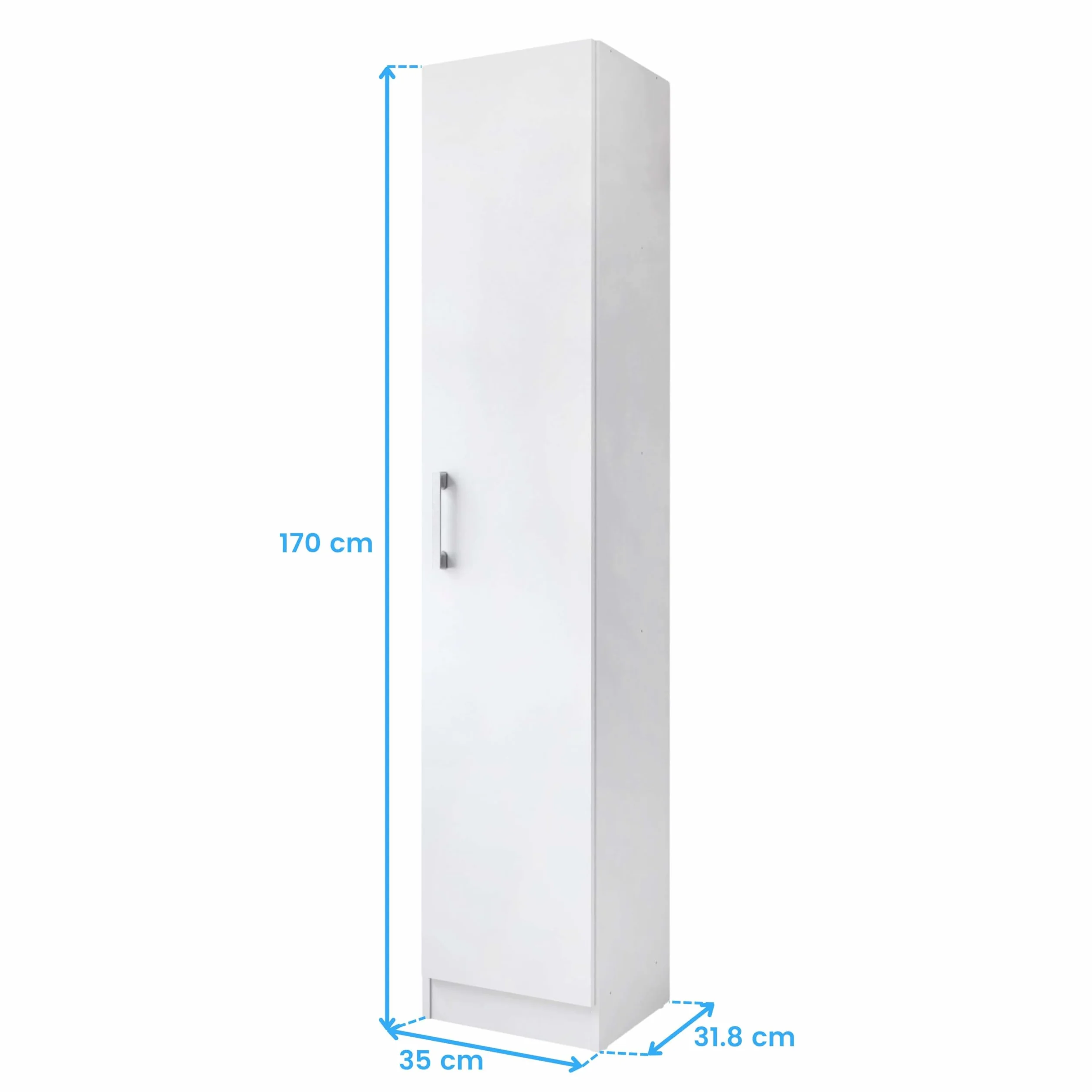 Miroytengo Armadio ausiliario multiuso alto anta apribile colore bianco 35 x 170 cm stile moderno cucina