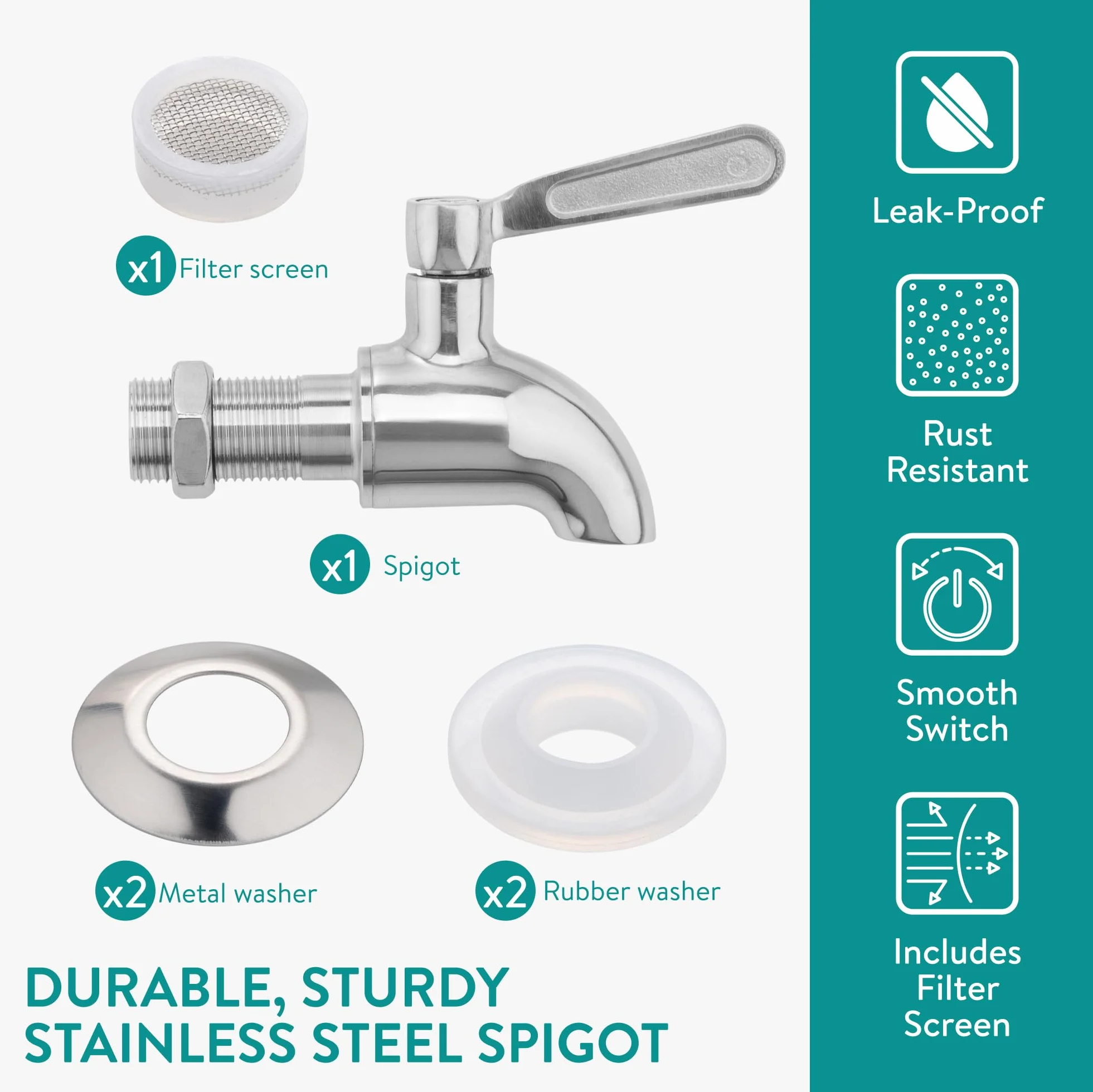 Dispenser per Bevande in Vetro 5 Litri Navaris - Distributore Acqua con Rubinetto e Supporto in Ferro