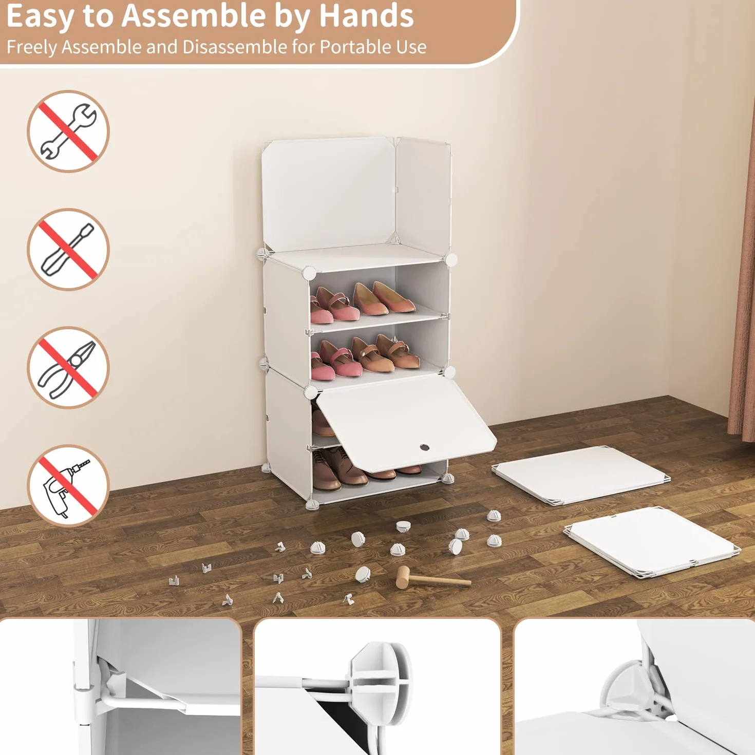 Vicye Scarpiera Organizer 10 Ripiani 20 Paia Portatile Bianco