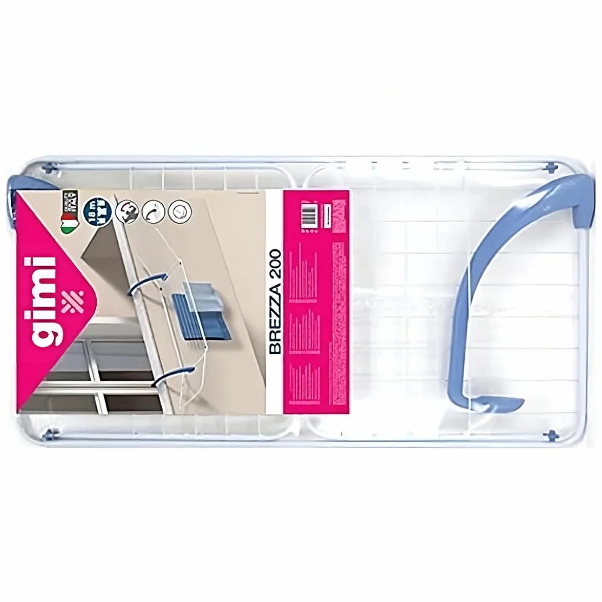 Gimi Brezza 100 Stendibiancheria da Balcone 10 m Acciaio Resina Bianco 110x56x28 cm