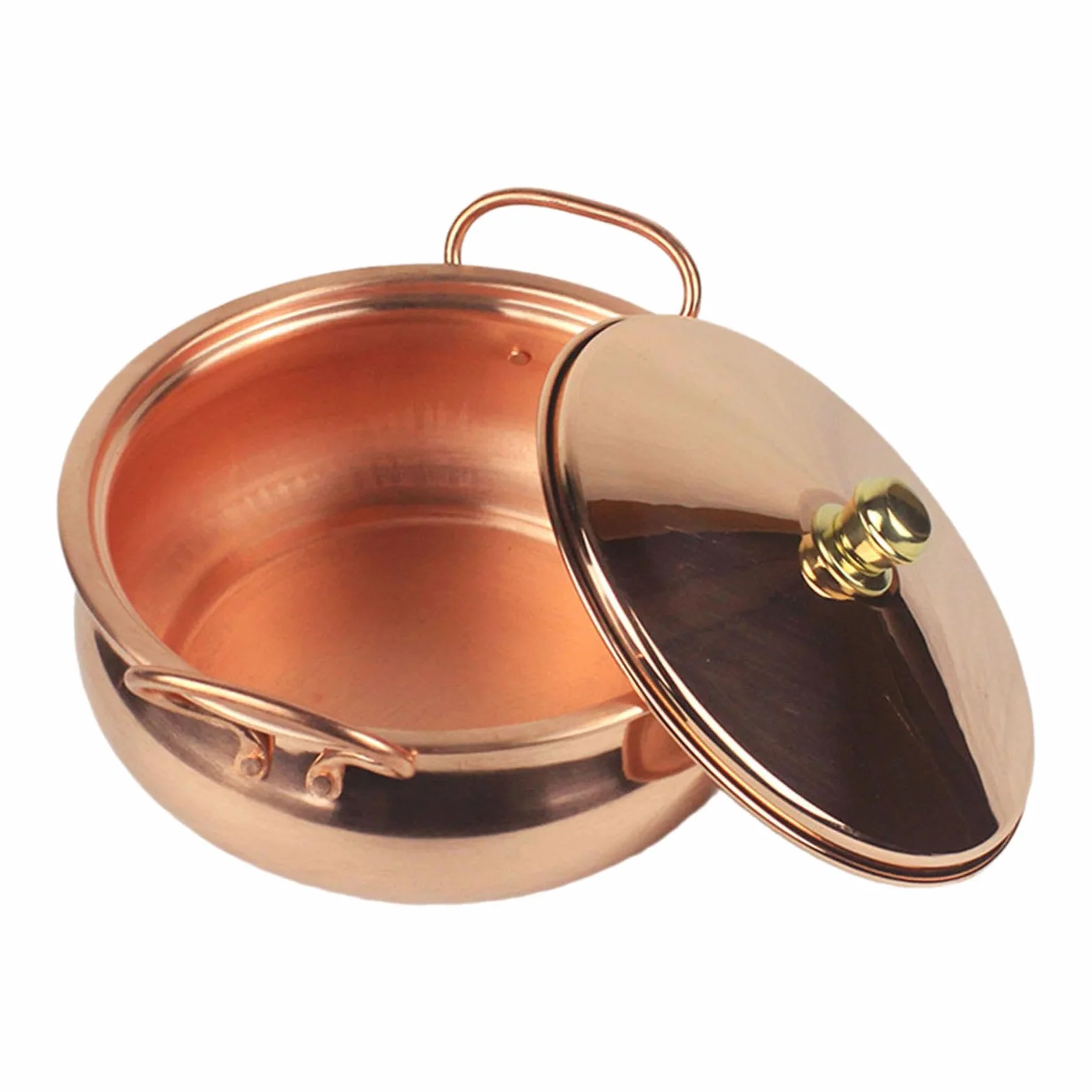 Pentola in Rame Puro Pentole Elegante addensata Pentola Calda Fatta a Mano Shabu per Ristorante Domestico, Adatta a Tutti i Tipi di Fornelli, Conducibilità Termica, Multifunzionale, 26 cm