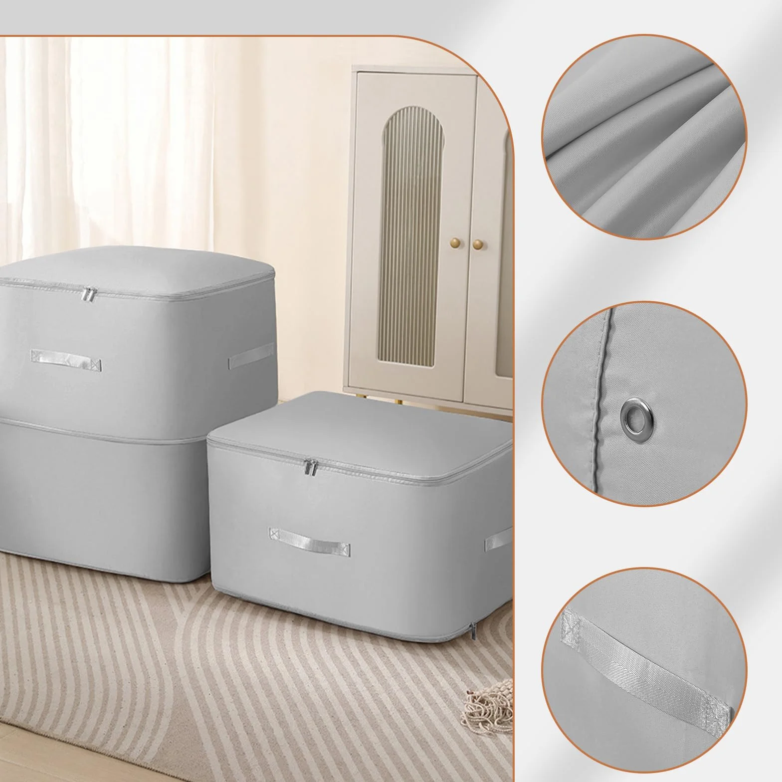 Scatole per Vestiti Con Cerniera 60L, Conservazione e Organizzazione, Portaoggetti Con Manico Rinforzato per Piumini, Cuscini, Biancheria da Letto, Coperta