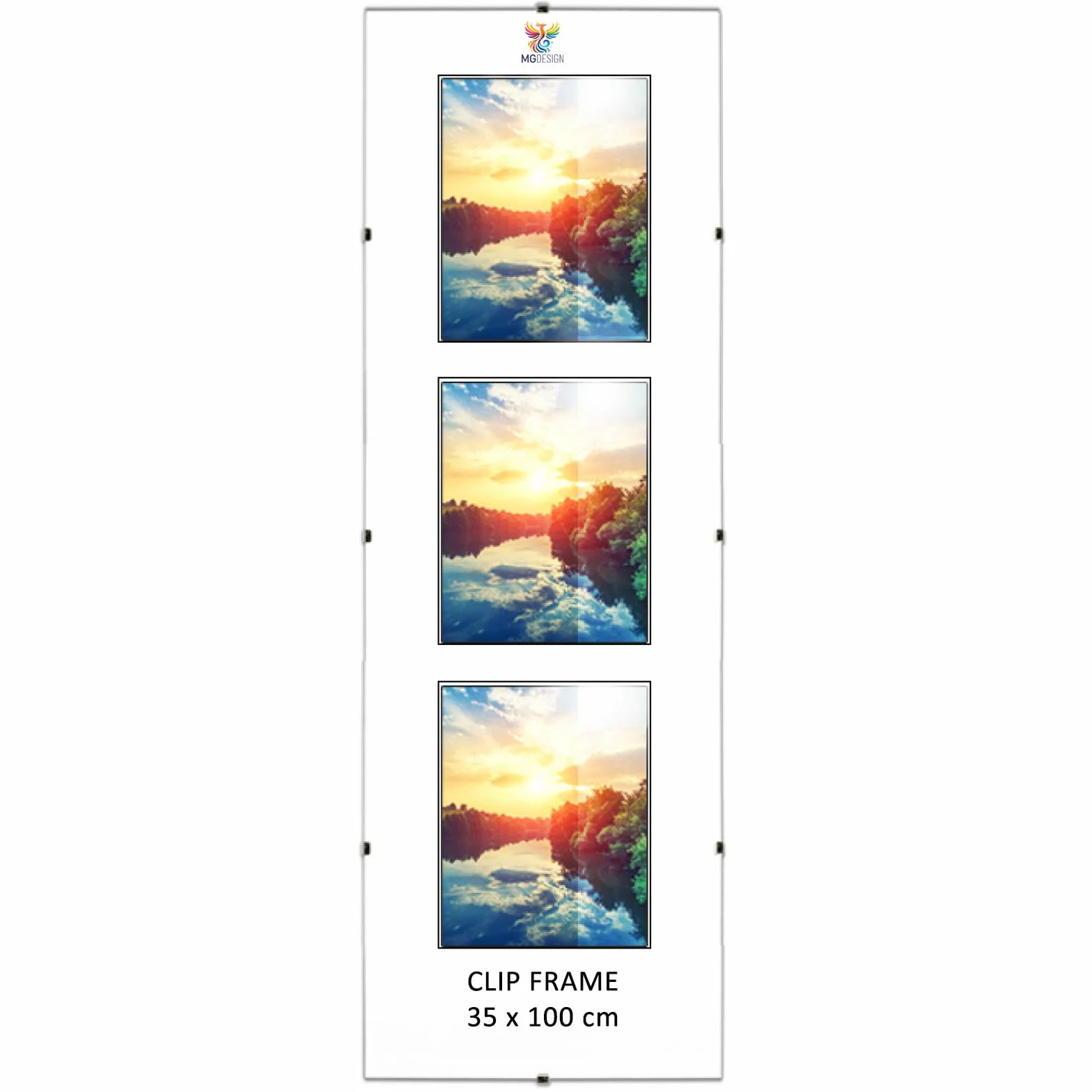 Cornice Clip MG Design 35 x 100 cm con Vetro Acrilico e Pannello HDF