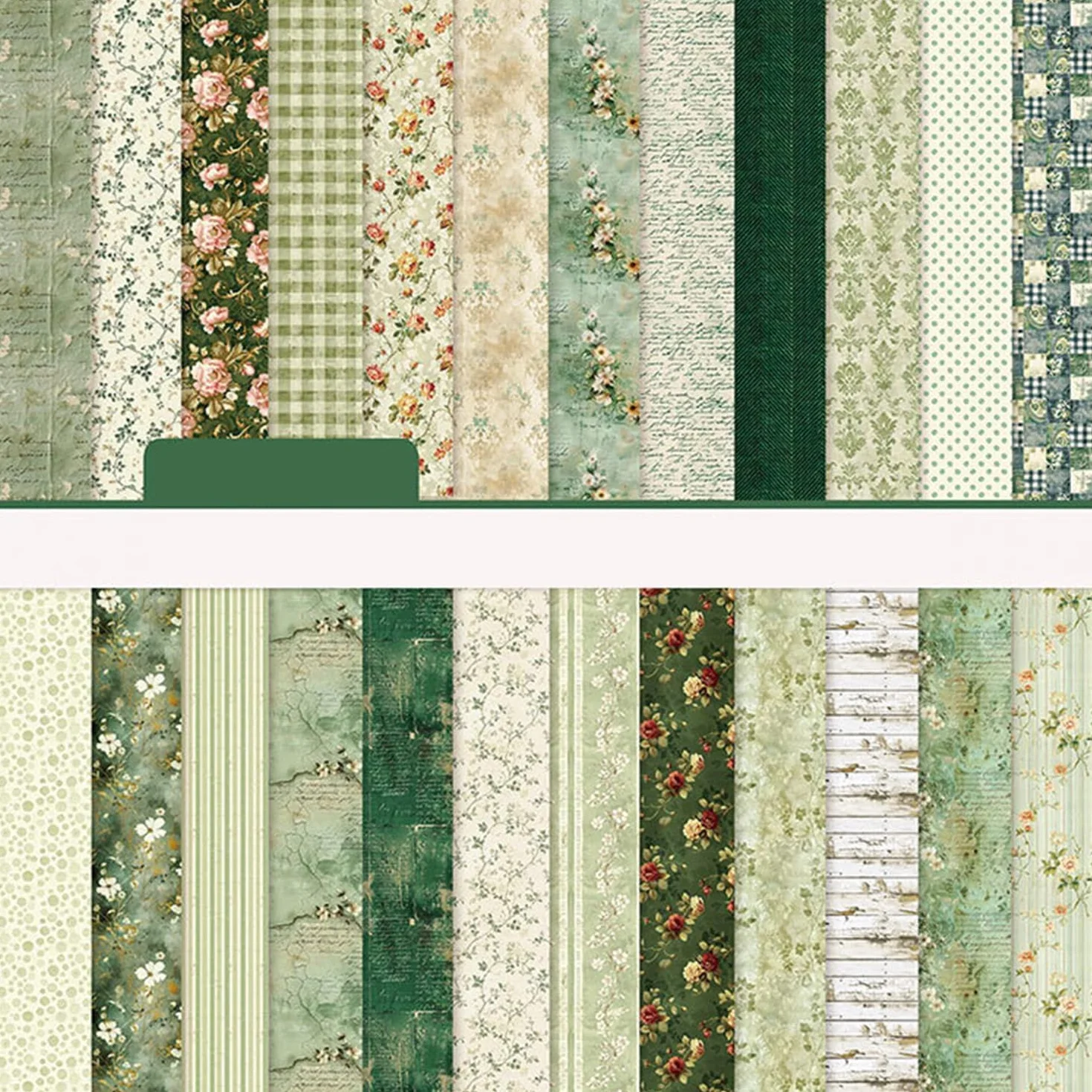 Carta Scrapbooking 24 Fogli 15×15 cm Vintage Verde Decoupage Decorativa