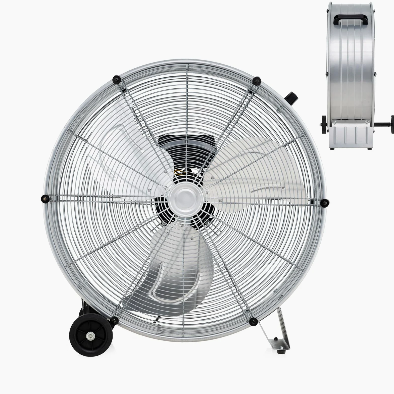 SOARS Ventilatori da Pavimento, 3 Velocità di Vento Regolabili, Ventilatore Industriale in Metallo, 2 Ruote in Gomma, per Magazzino, Officina, Cantina, Ufficio, Ø60 CM (Argento)