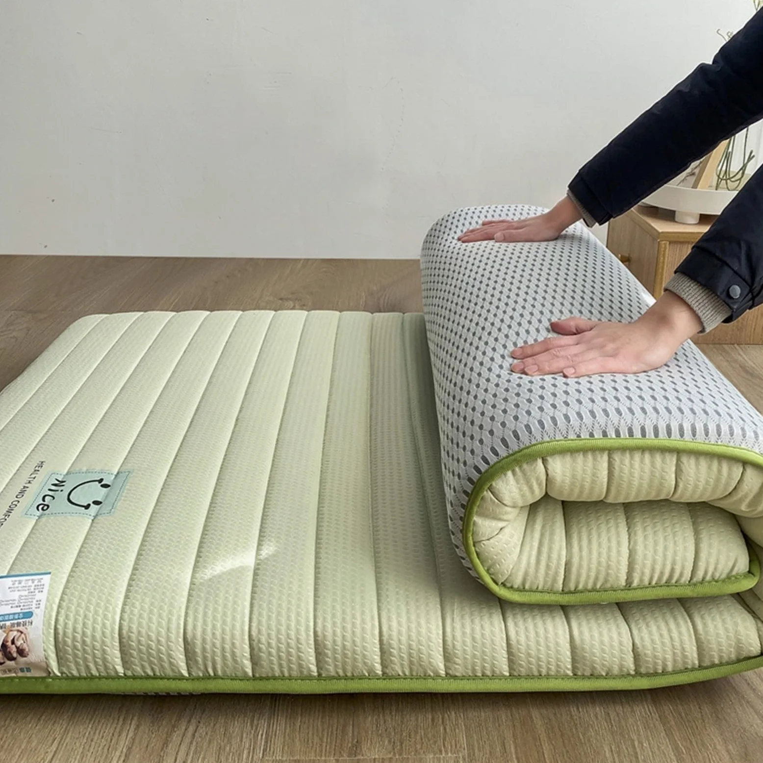 Materasso In Cotone 100% - Futon Giapponese, Tatami, Pieghevole, Per Pavimento - Singolo E Matrimoniale(03,150x200cm)