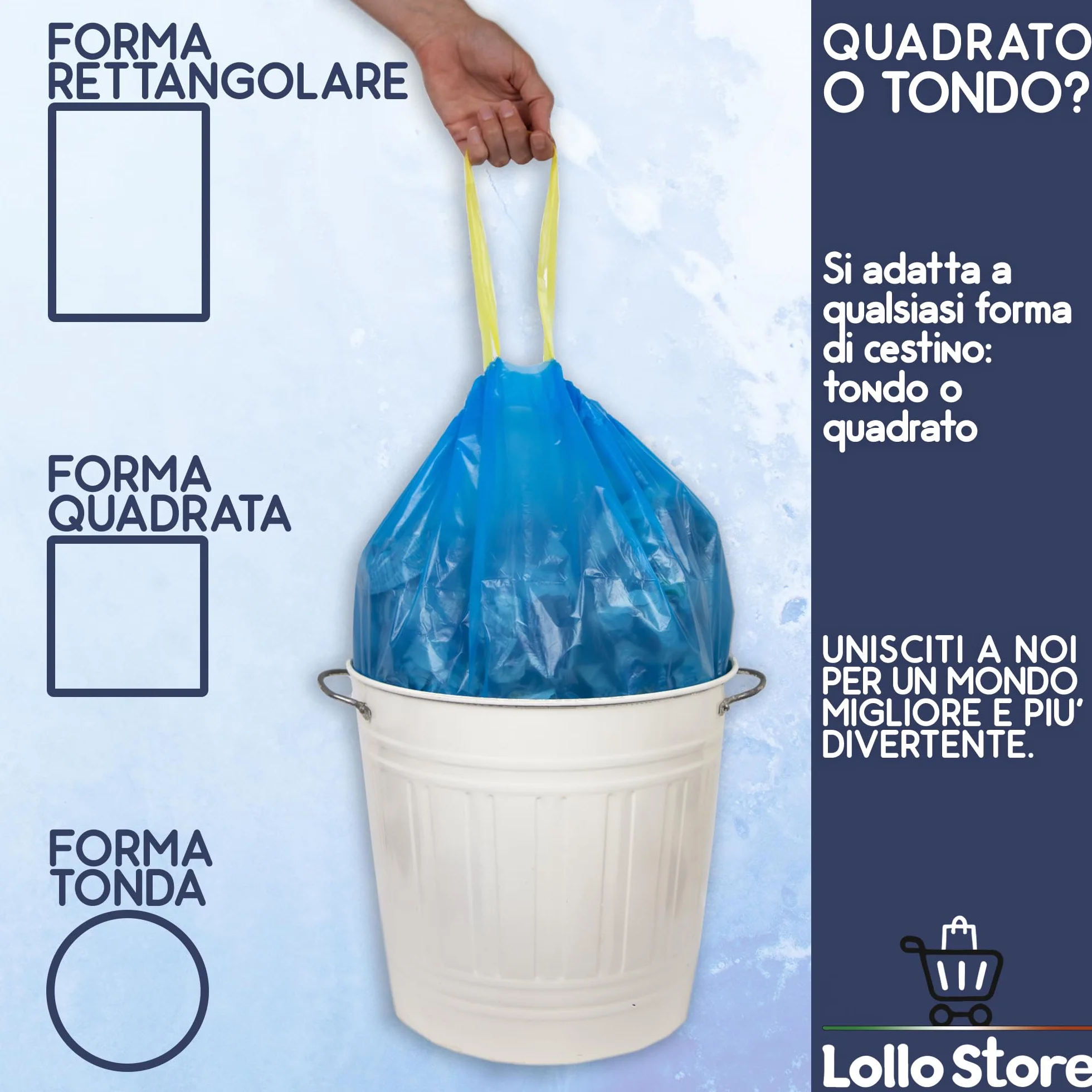 60 Sacchetti Spazzatura 55x65 cm Blu, Profumo Talco, 40 Litri Antiodore con Maniglie Tira e Chiudi, Buste Spazzatura per Raccolta Differenziata, Sacchi Spazzatura in Alta Densità in Polietilene