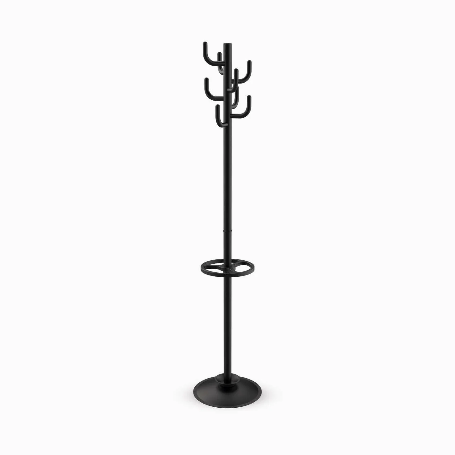 Maul Appendiabiti MAULpolaris, 36,5 x 36,5 x 177 cm, con porta ombrelli e 8 ganci, appendiabiti da corridoio per ufficio, reception, robusto appendiabiti in acciaio, nero
