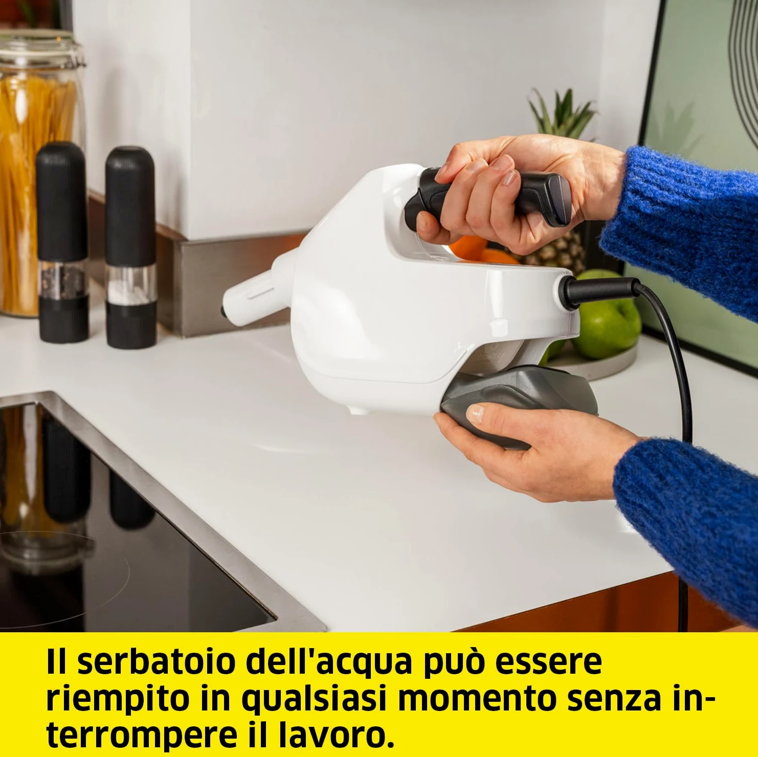 KÄRCHER Pulitore a Vapore SC 1 Multi & Up, Tempo di riscaldamento: 30s, Potenza di riscaldamento: 1.300 W, rimuove fino al 99,99% di germi e batteri, Potenza superficiale: 30 m², Serbatoio: 200 ml