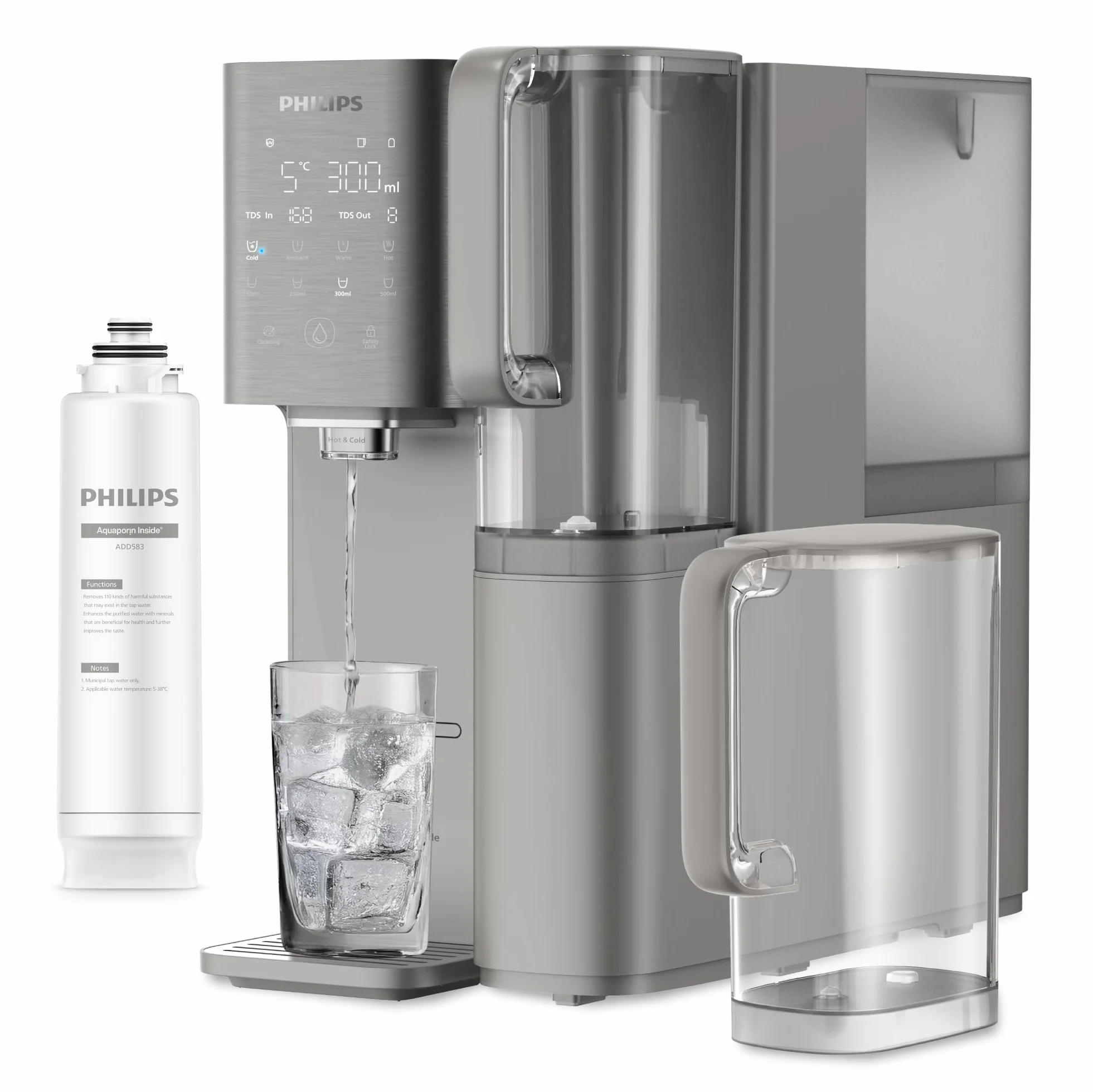 Philips Water ADD6921DG Stazione dell'acqua a osmosi inversa: rimuove fino a 110 sostanze, riscaldamento e raffreddamento istantanei, durata del filtro di 1 anno