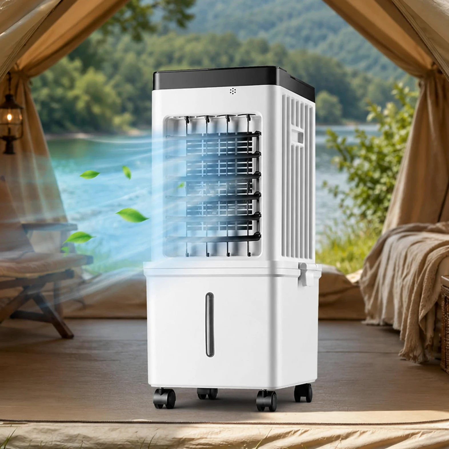 Climatizzatore Senza Tubo, Raffrescatore Evaporativo Portatile con Serbatoio 15L, Telecomando, Pannello Touch, 4 Panetti Refrigeranti, Ampia Oscillazione per Casa E Camera