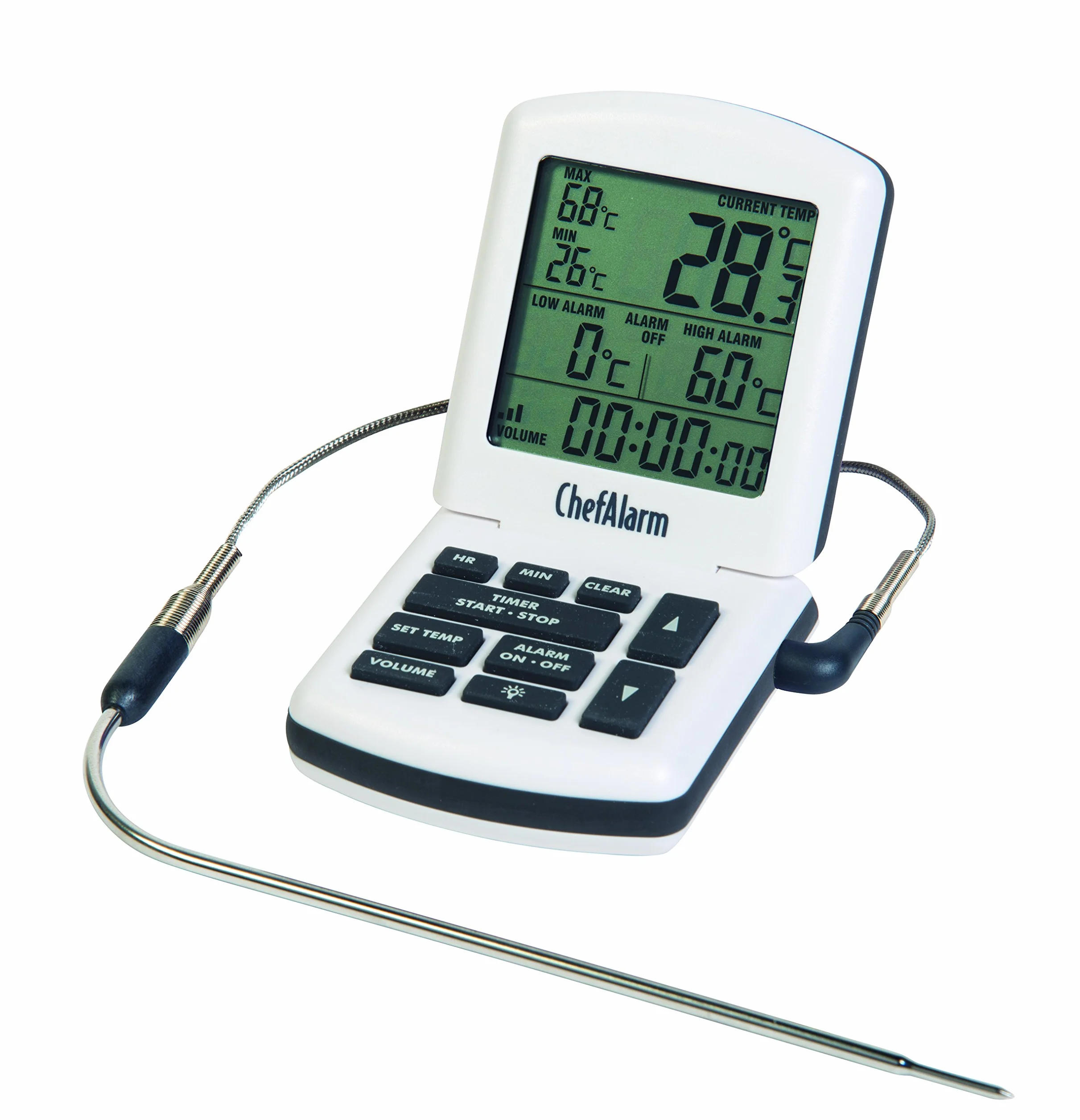 ETI Ltd ChefAlarm® - Termometro e Timer Professionali, Ideale per casa e Ambienti Professionali, Colore: Bianco
