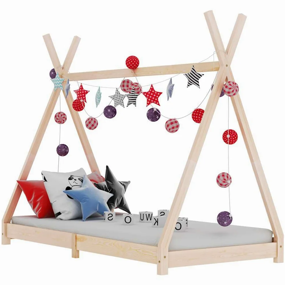 Telaio per letto per bambini in legno massello di pino, 80 x 160 cm, con rete a doghe, stabile lettino con design a casetta da gioco, adatto per bambini, con spazio portaoggetti