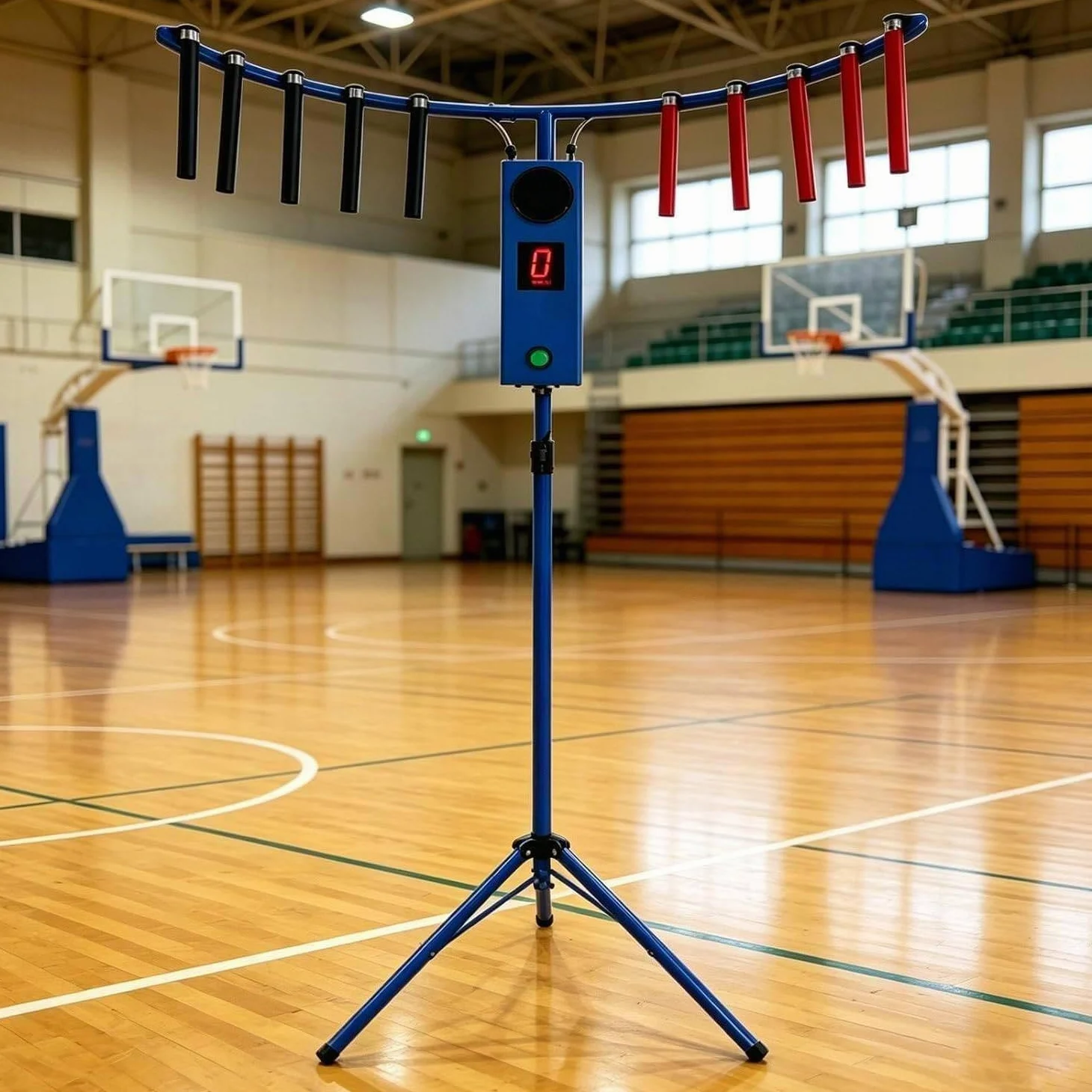 Attrezzo Portatile Allenamento riflessi Gioco Cattura Barre Blue | Reazione Con Luci LED E Musica, 5 Velocità, 6 Livelli, Altezza Regolabile Da 0,9 a 2 M; per Spazi Interni, Eventi All'aperto