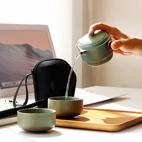 Ceramica Tazza da tè giapponese fatta a mano con coperchio portatile da viaggio ufficio