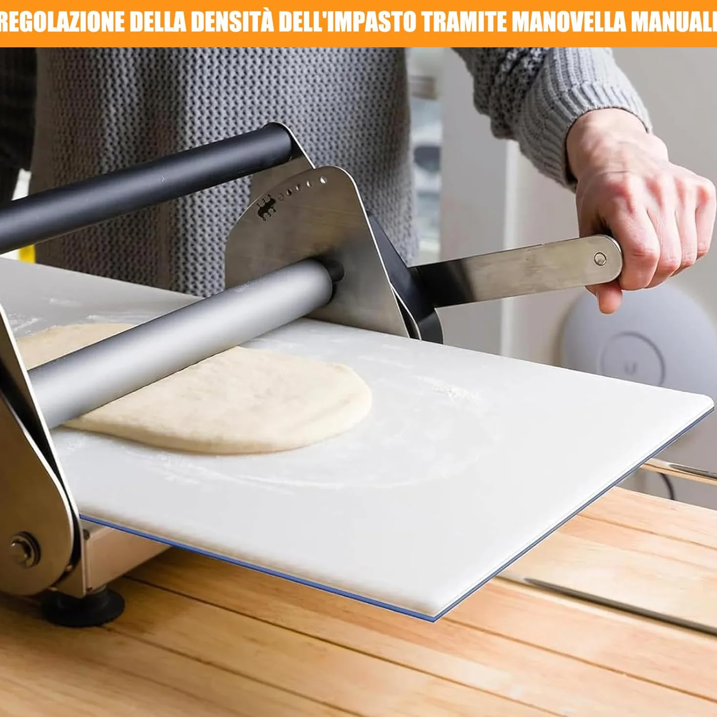 Sfogliatrice Pieghevole Professionale per Pasta Sfoglia e Croissant Laminatrice Compatta Acciaio Inox Large