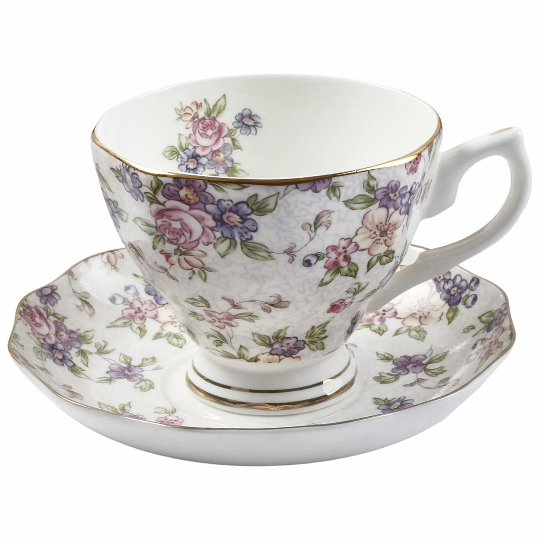 Set da tè in bone china Elegante tazza floreale e piattino da tavola per la casa