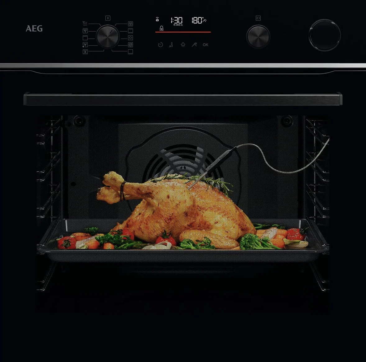 AEG Forni da incasso Wifi, serie 6 LED Touchdisplay, autopulente a pirolisi, 25% di supporto al vapore: esterno croccante e interno succoso, sensore di temperatura centrale per una cottura precisa
