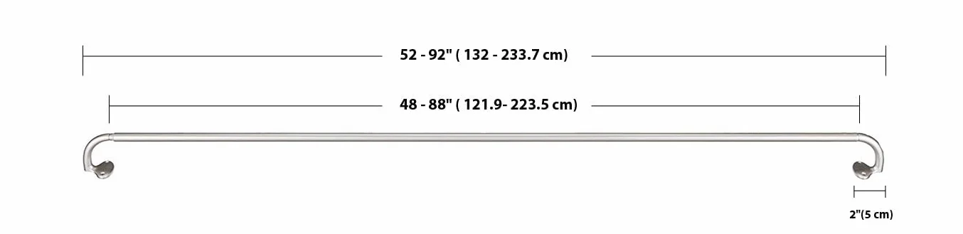 Amazon Basics Bastone per tenda estensibile per interni, asta curva, 122-224 cm, nichel